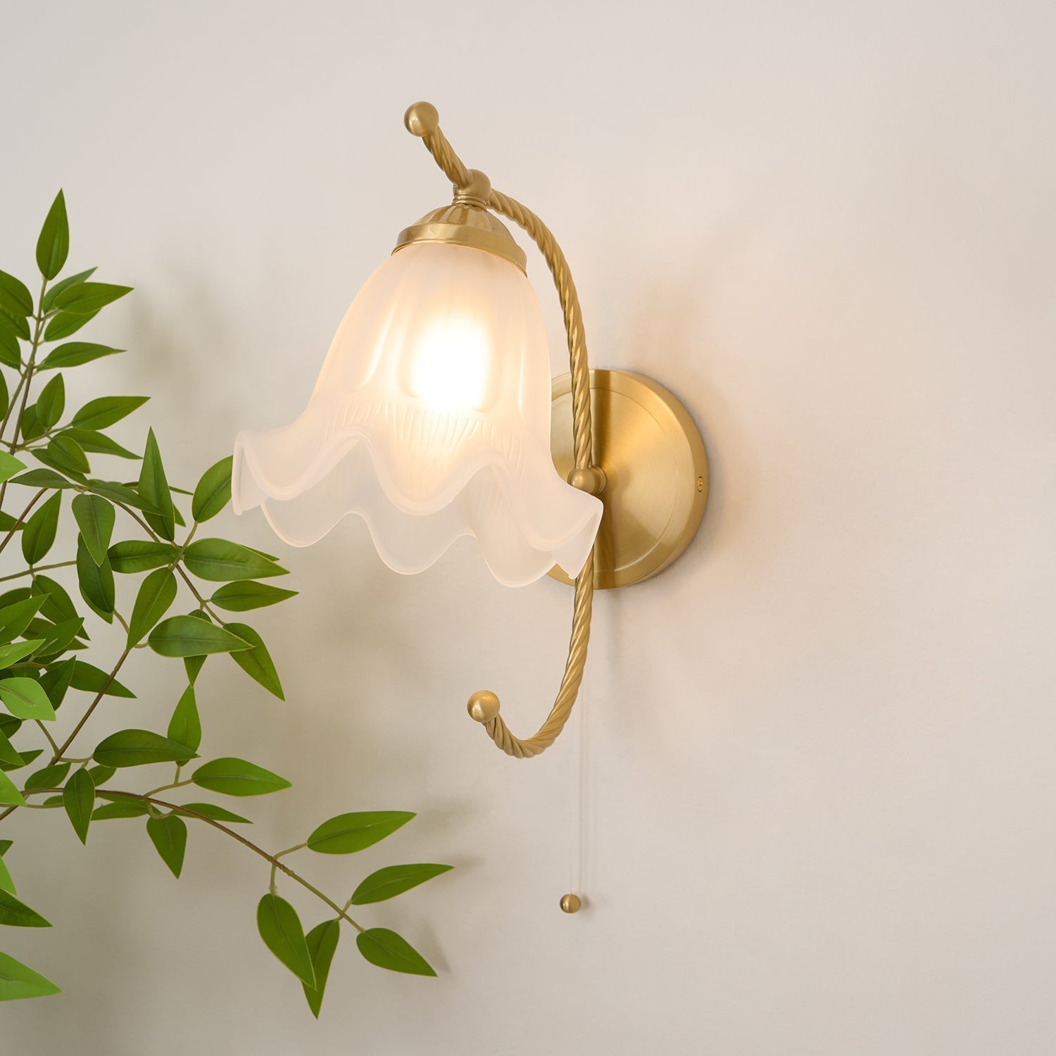 Lustra Wall Sconce Brass Gooseneck Glass-Neutral Decor