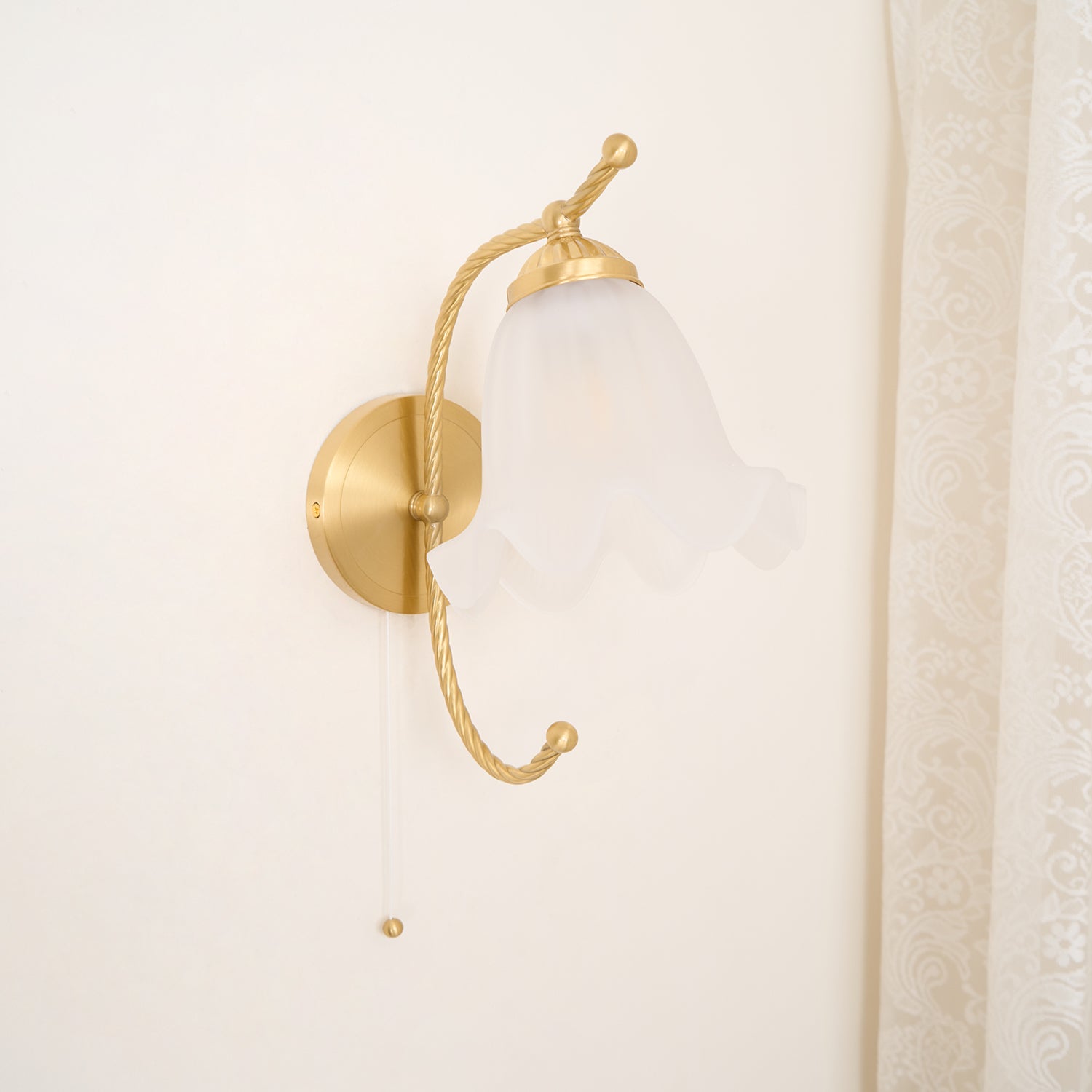 Lustra Wall Sconce Brass Gooseneck Glass-Neutral Decor