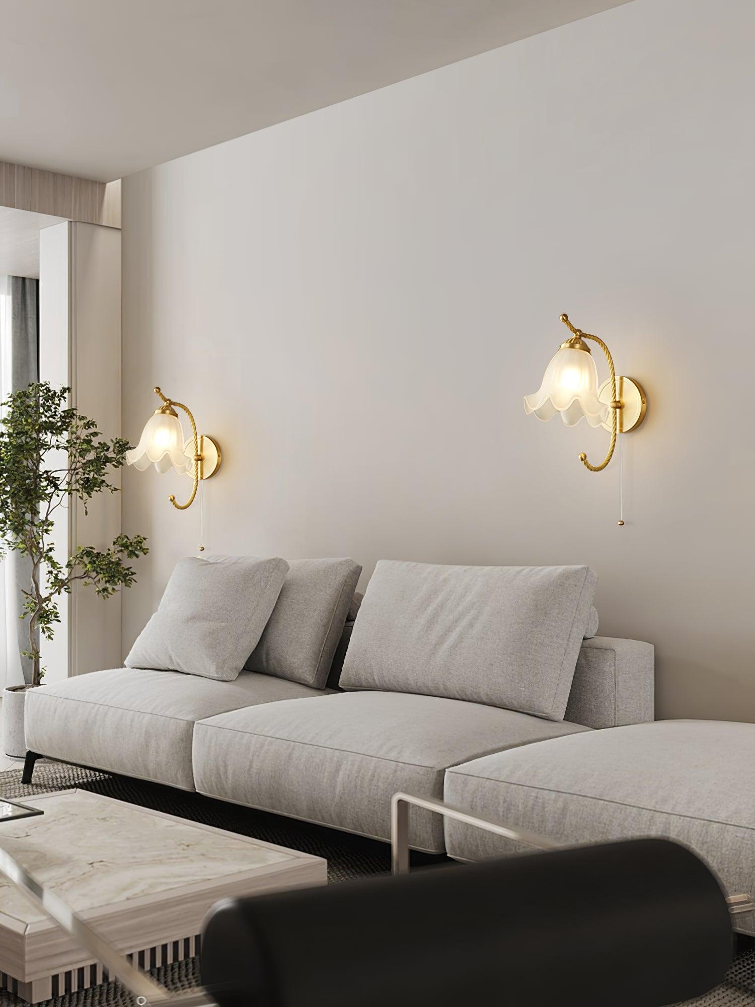 Lustra Wall Sconce Brass Gooseneck Glass-Neutral Decor