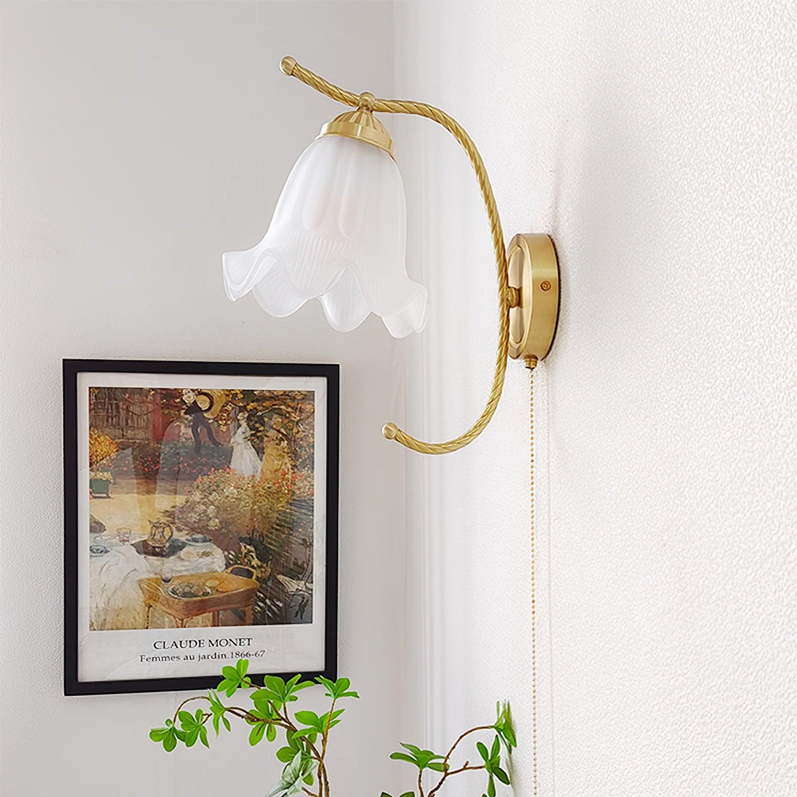 Lustra Wall Sconce Brass Gooseneck Glass-Neutral Decor