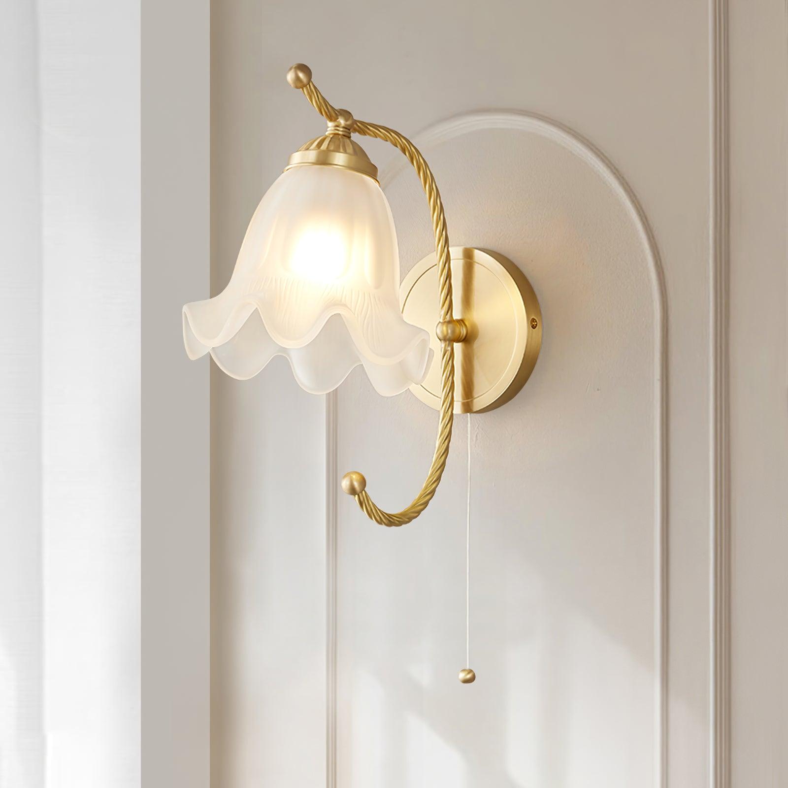 Lustra Wall Sconce Brass Gooseneck Glass-Neutral Decor
