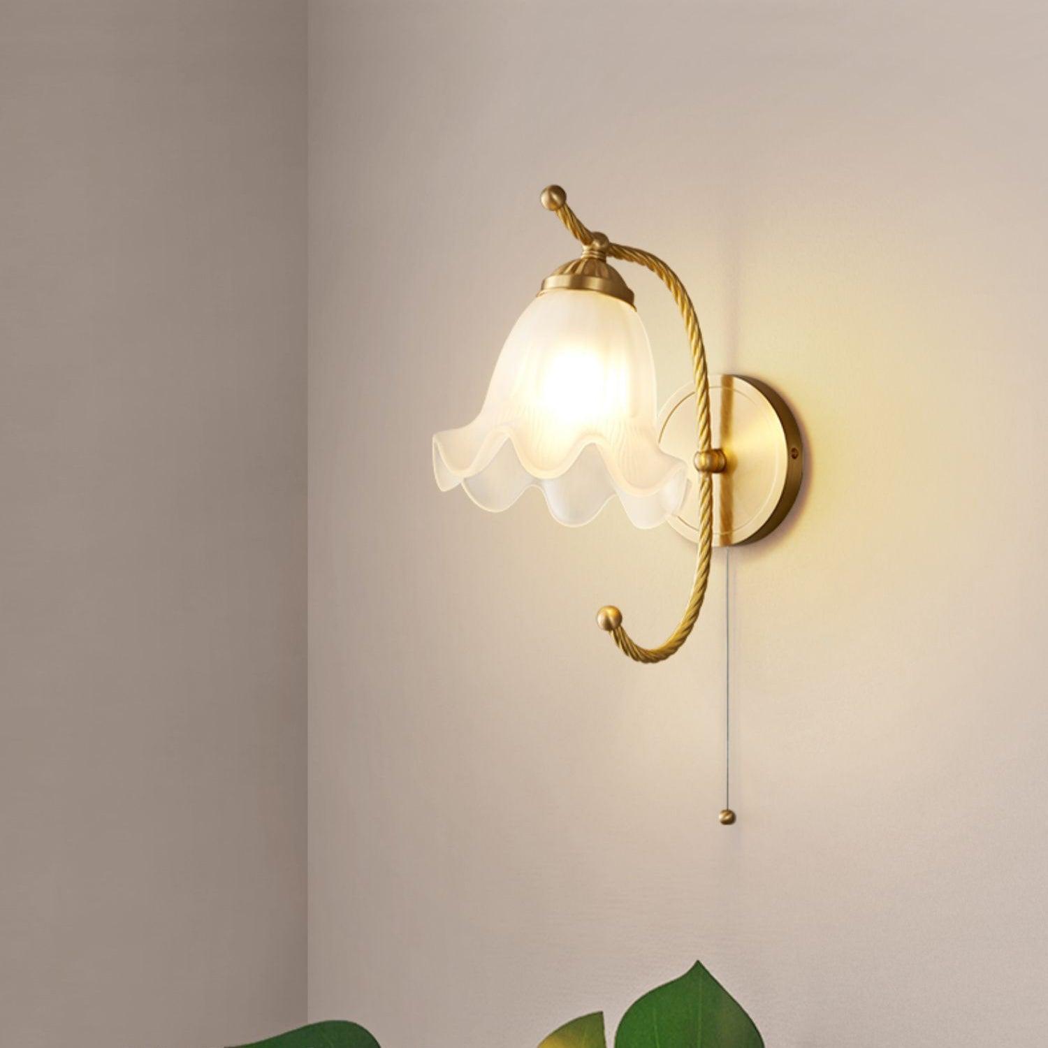 Lustra Wall Sconce Brass Gooseneck Glass-Neutral Decor