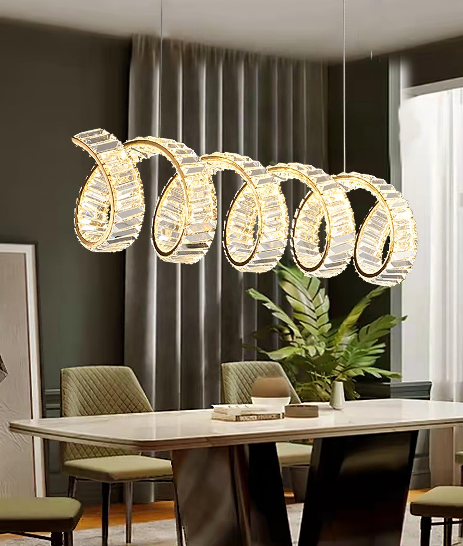 Lustra Chandelier Curved LED Crystal Luxurious-Neutral Decor