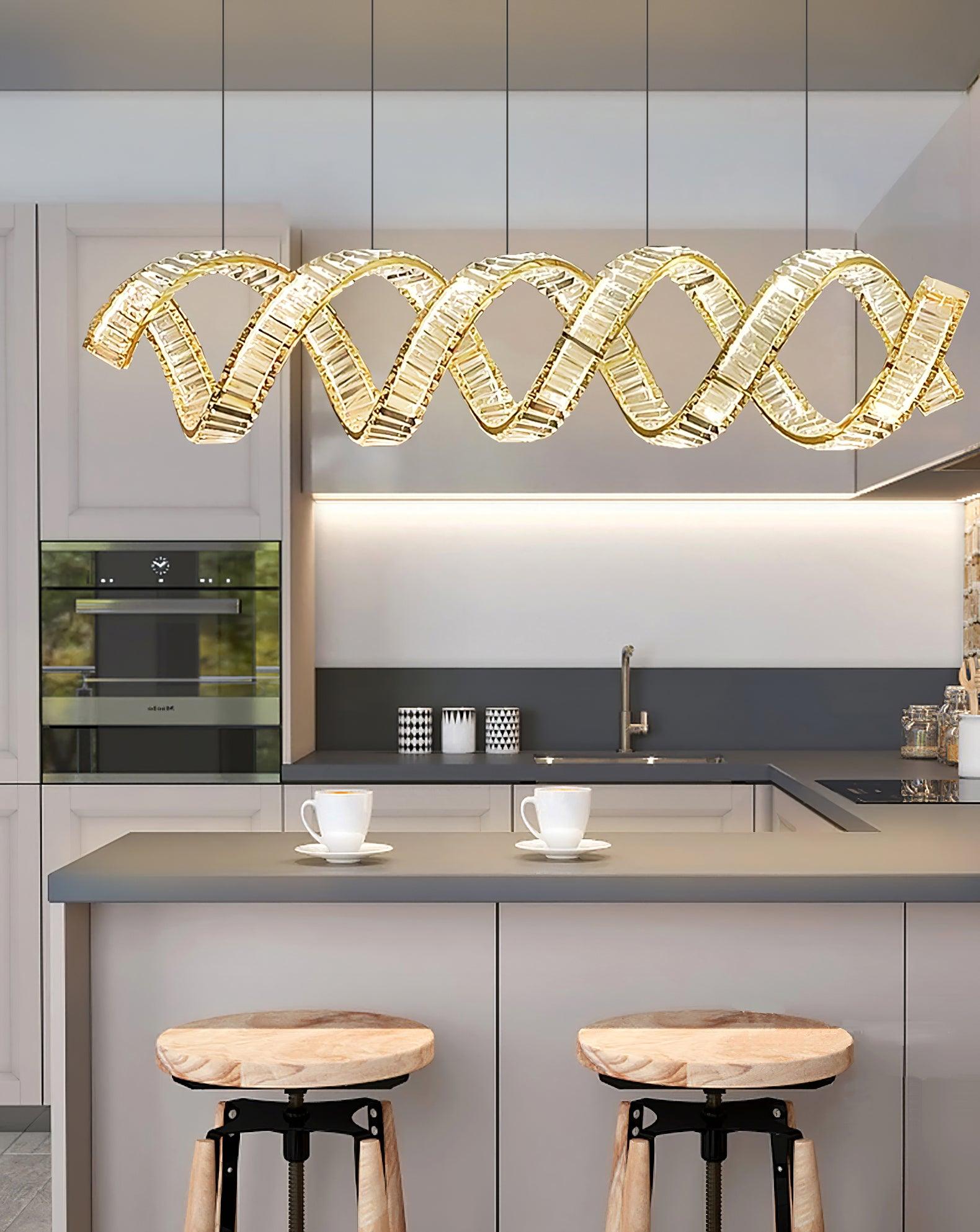Lustra Chandelier Curved LED Crystal Luxurious-Neutral Decor