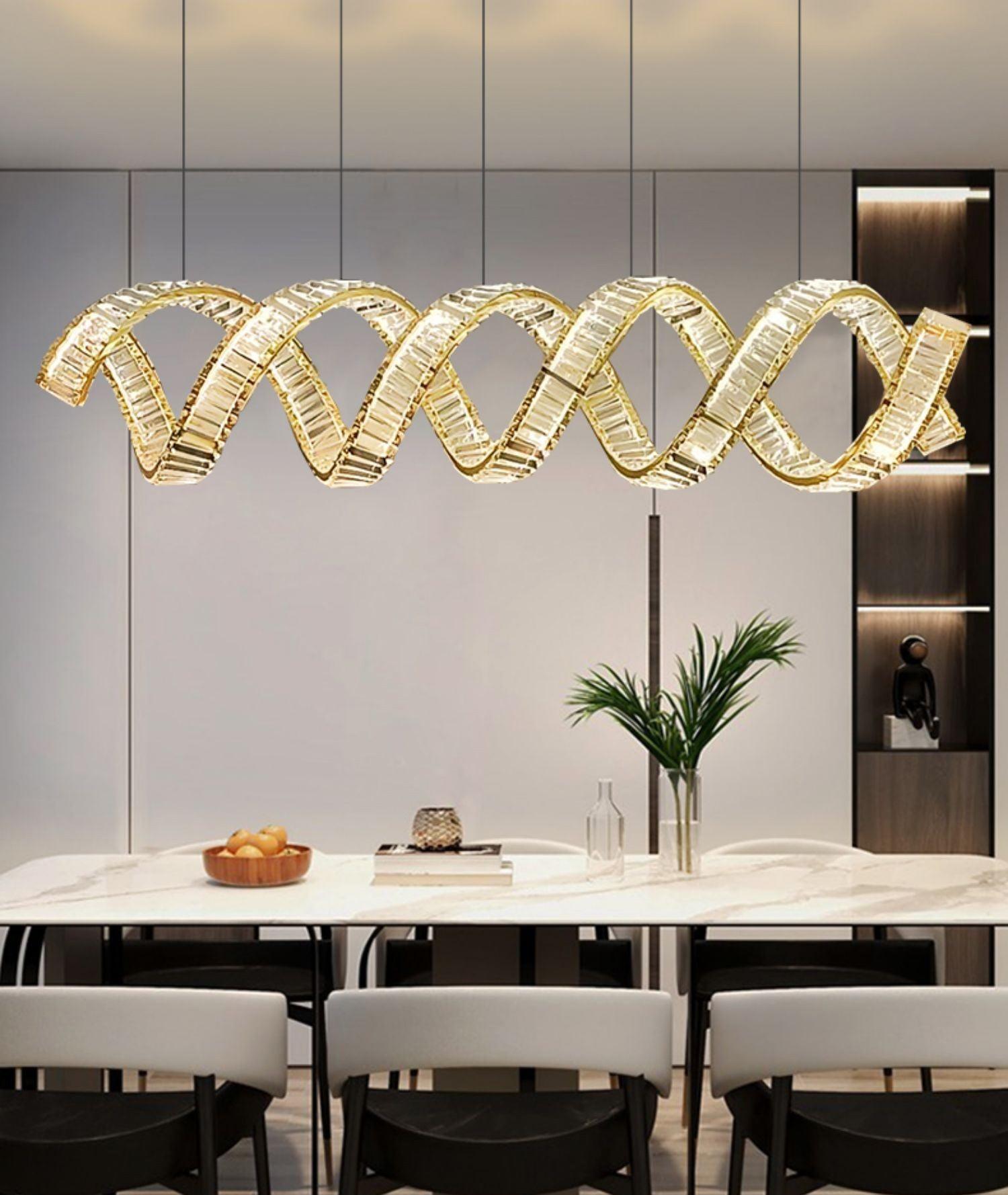 Lustra Chandelier Curved LED Crystal Luxurious-Neutral Decor