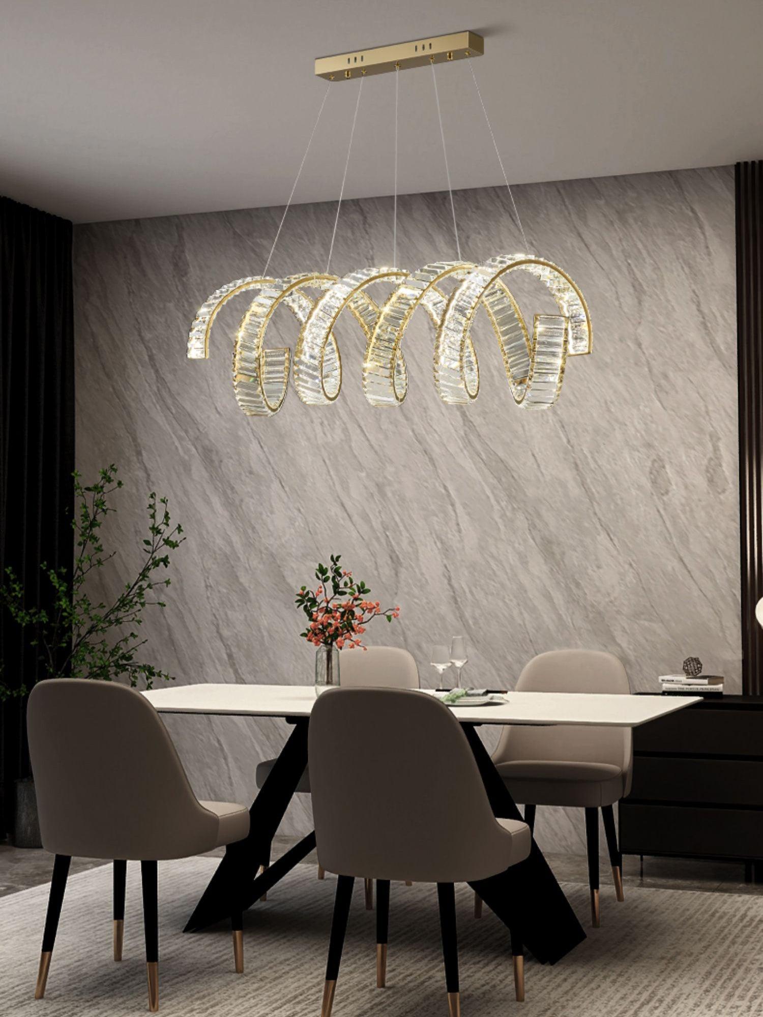 Lustra Chandelier Curved LED Crystal Luxurious-Neutral Decor