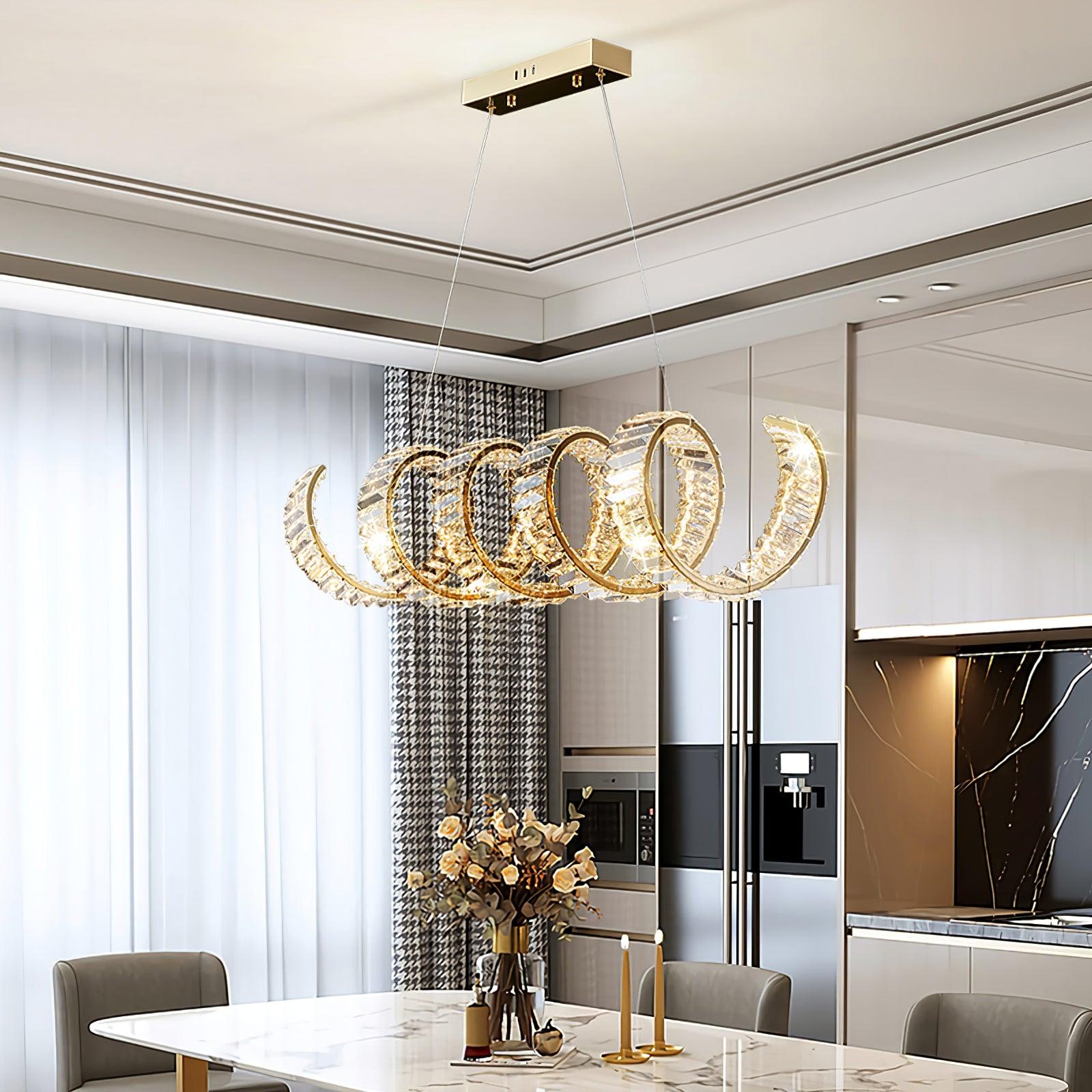 Lustra Chandelier Curved LED Crystal Luxurious-Neutral Decor