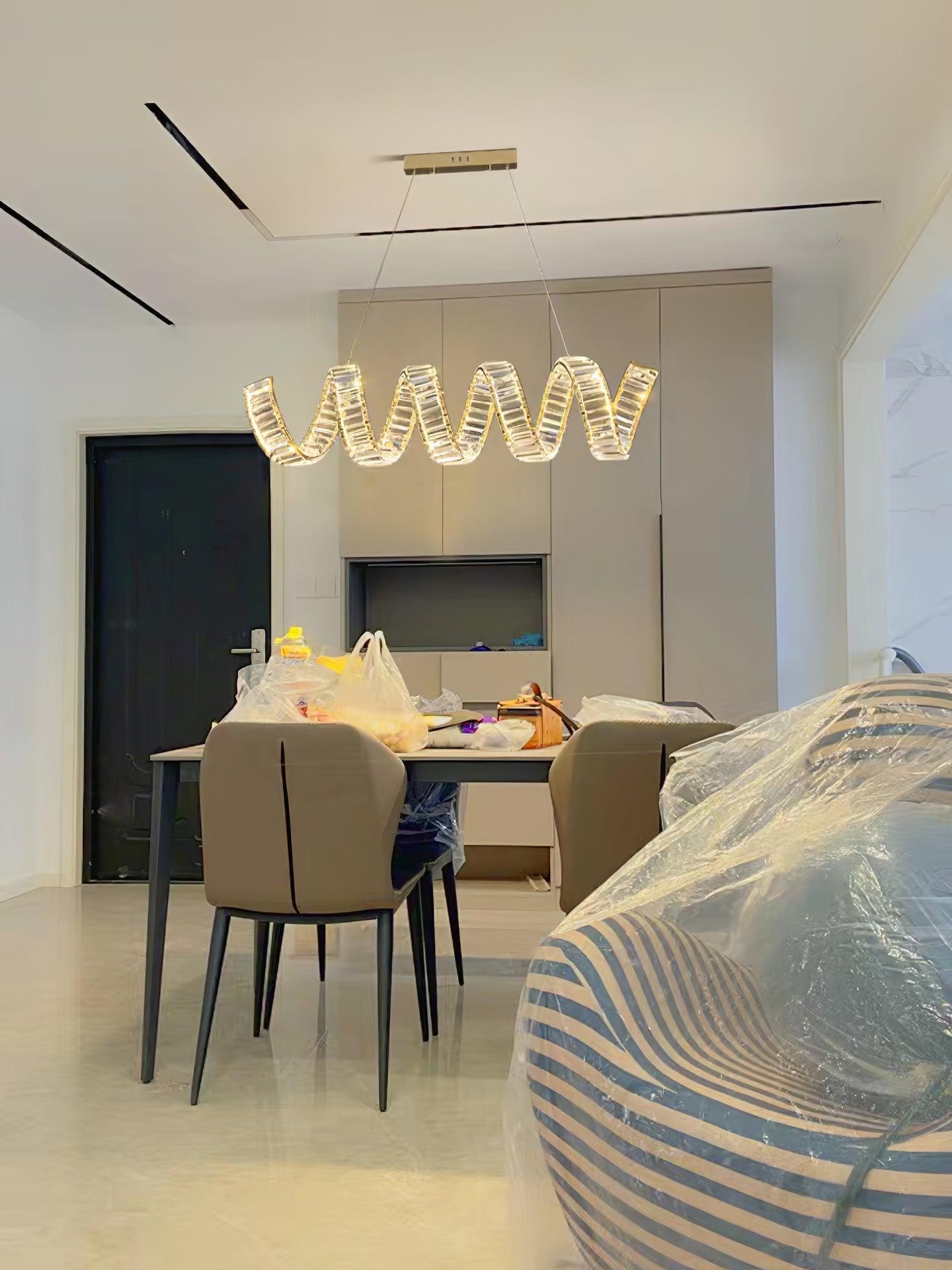 Lustra Chandelier Curved LED Crystal Luxurious-Neutral Decor