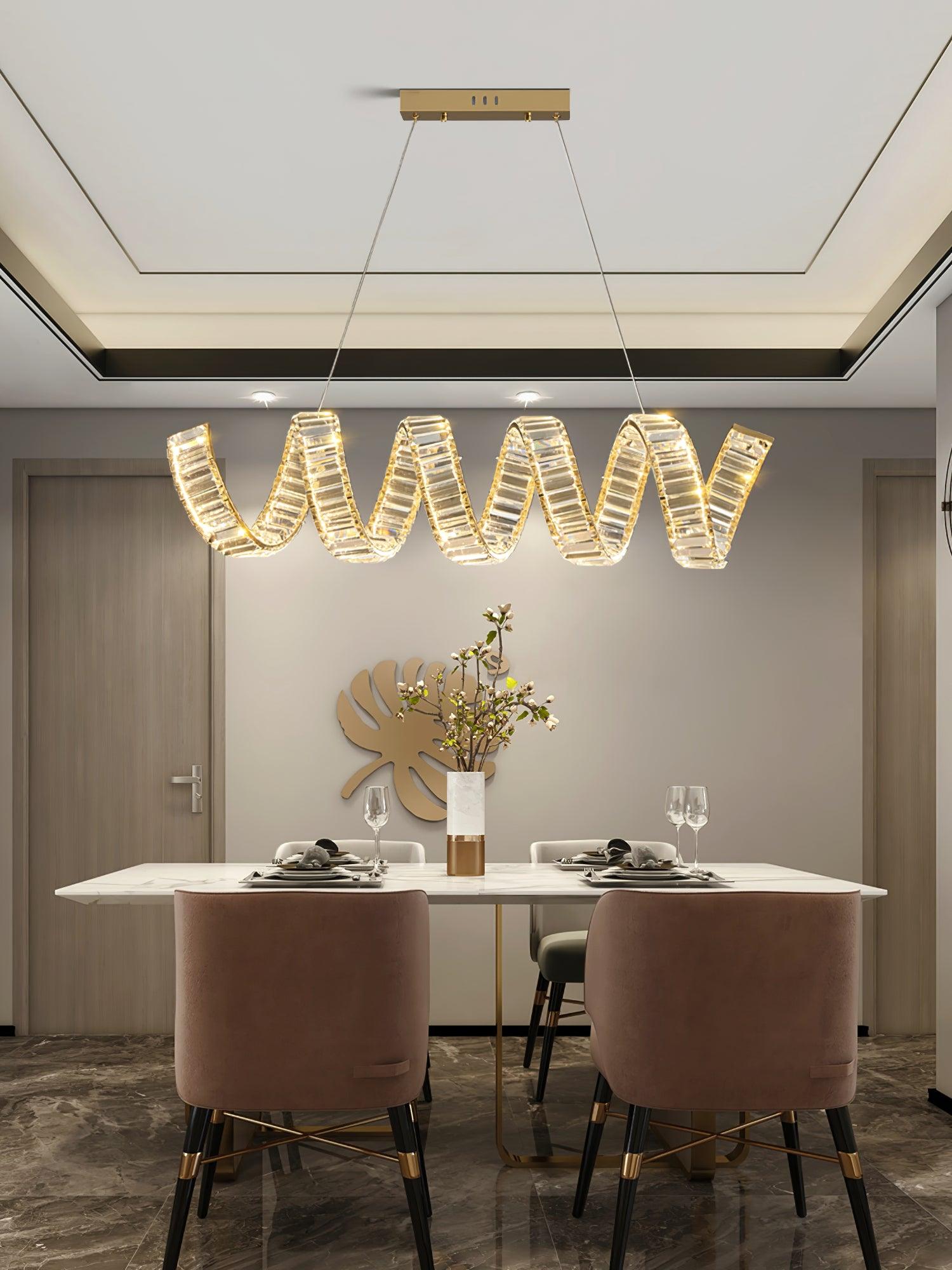 Lustra Chandelier Curved LED Crystal Luxurious-Neutral Decor