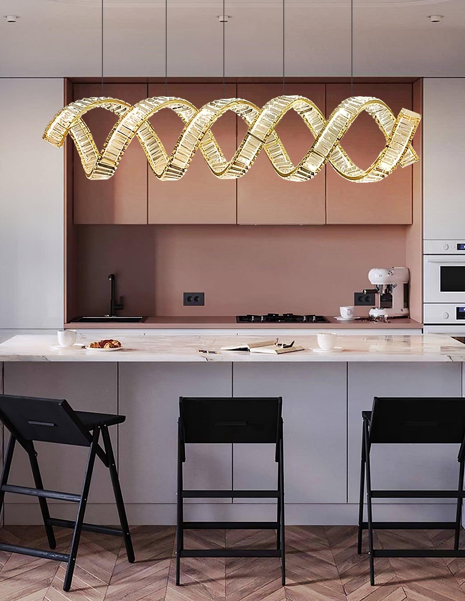 Lustra Chandelier Curved LED Crystal Luxurious-Neutral Decor