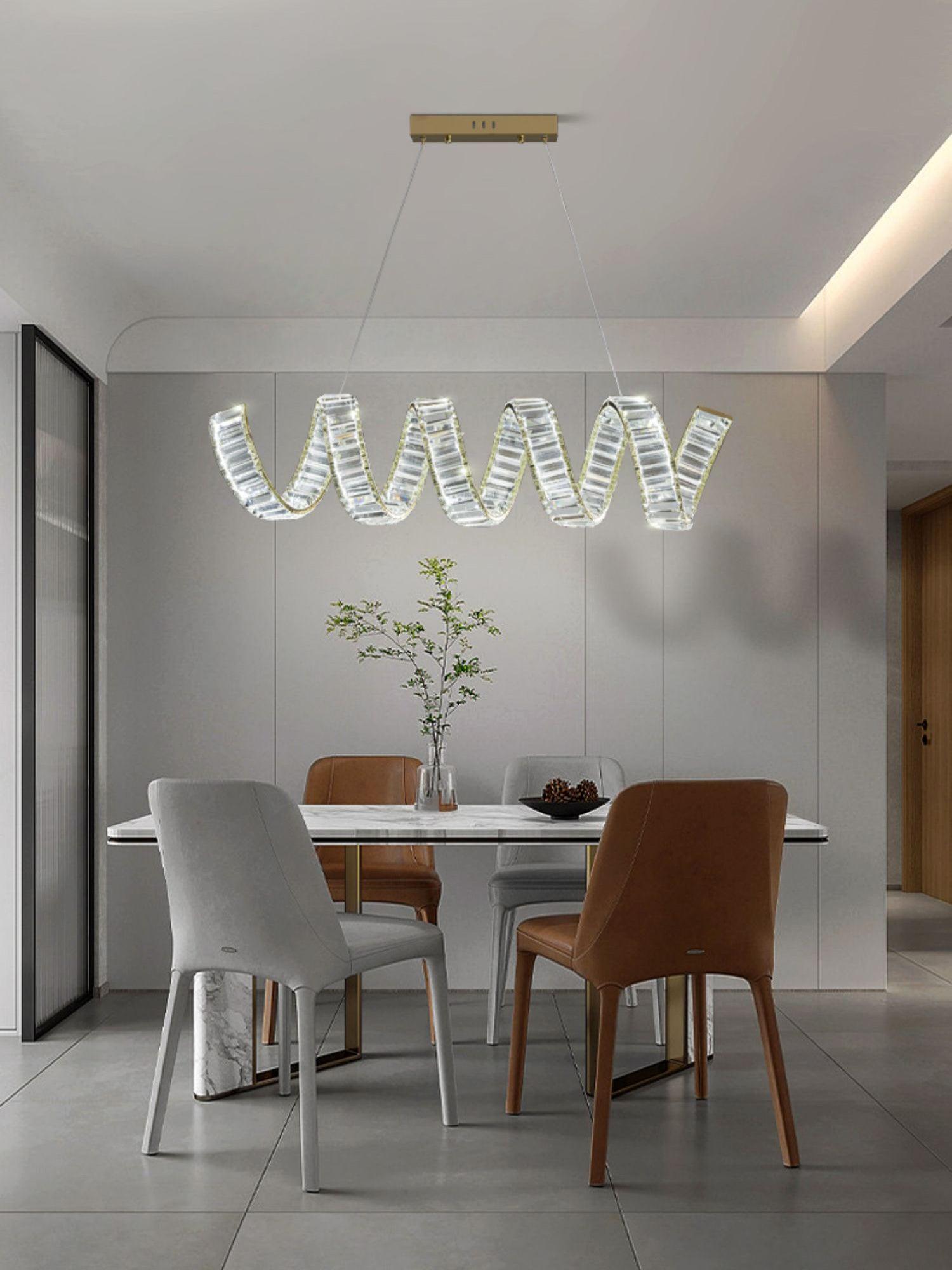 Lustra Chandelier Curved LED Crystal Luxurious-Neutral Decor