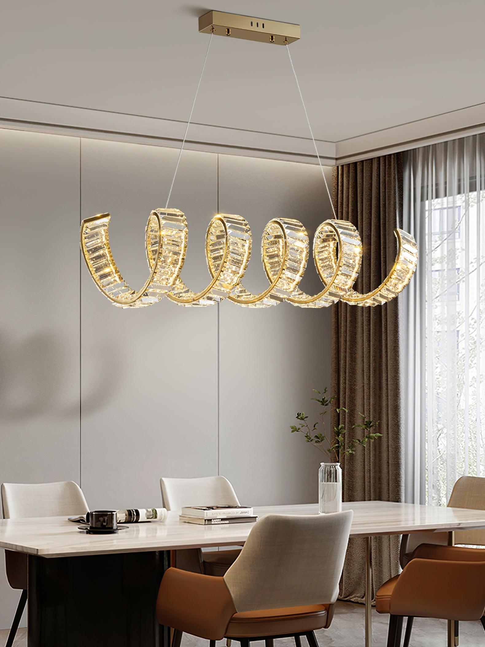 Lustra Chandelier Curved LED Crystal Luxurious-Neutral Decor
