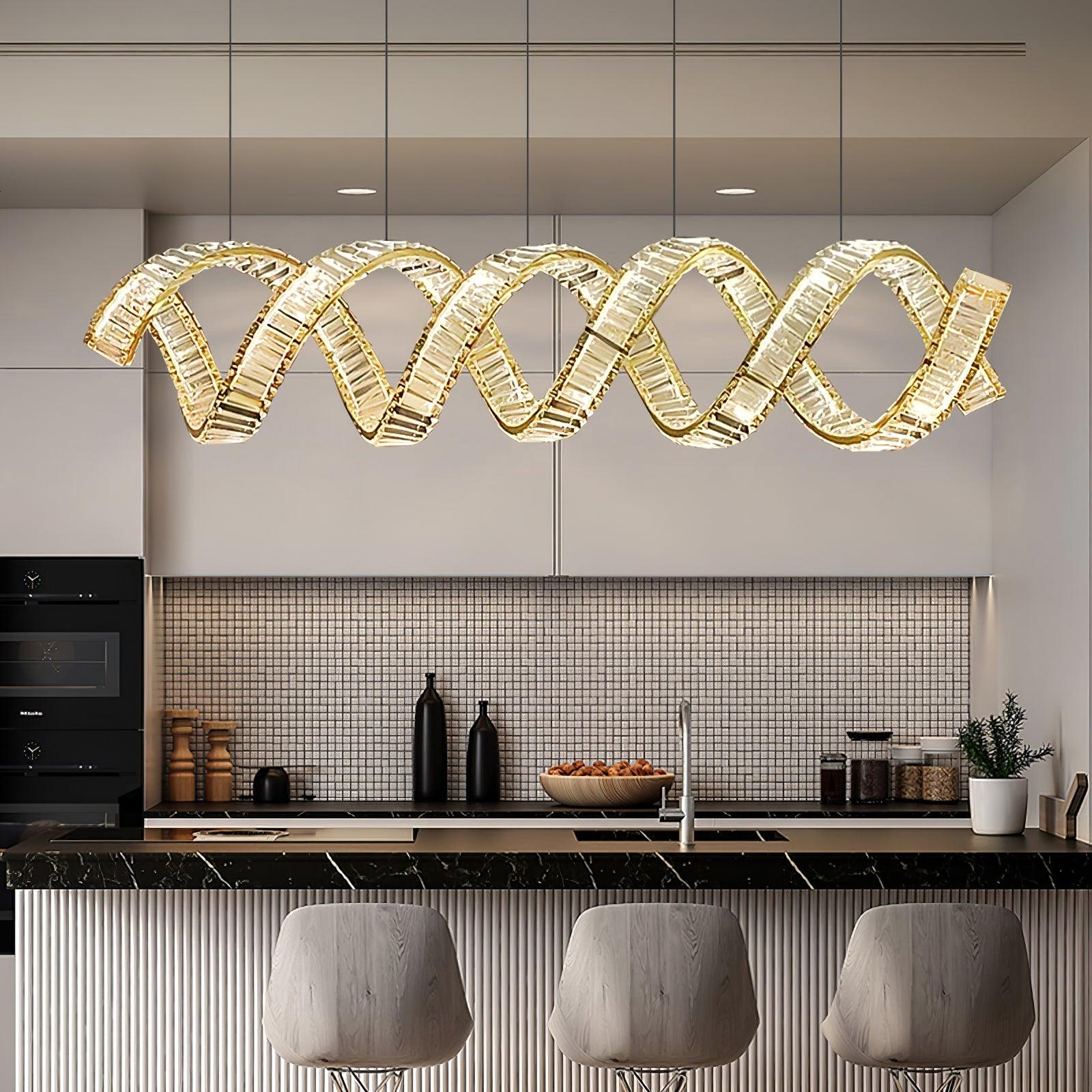 Lustra Chandelier Curved LED Crystal Luxurious-Neutral Decor