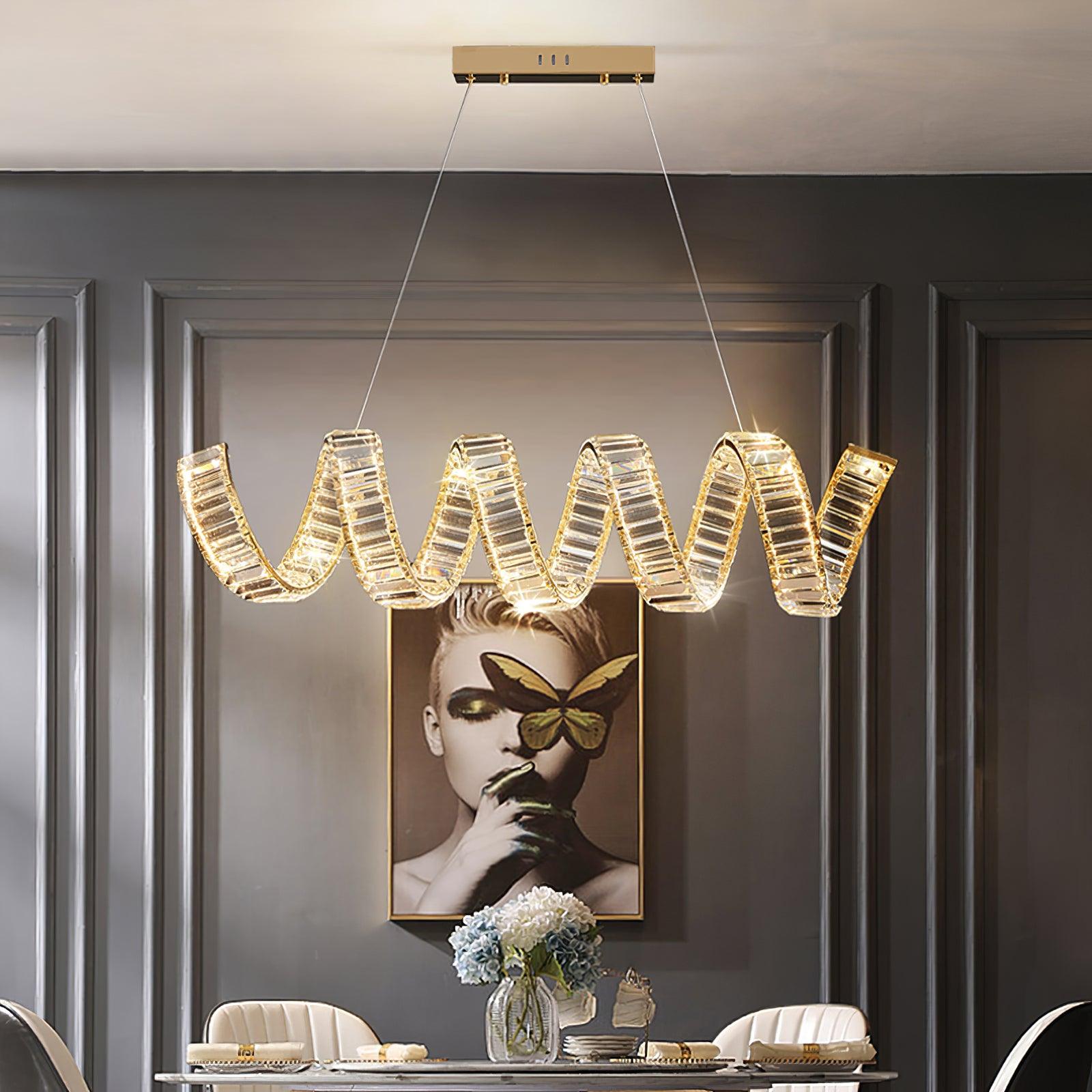 Lustra Chandelier Curved LED Crystal Luxurious-Neutral Decor