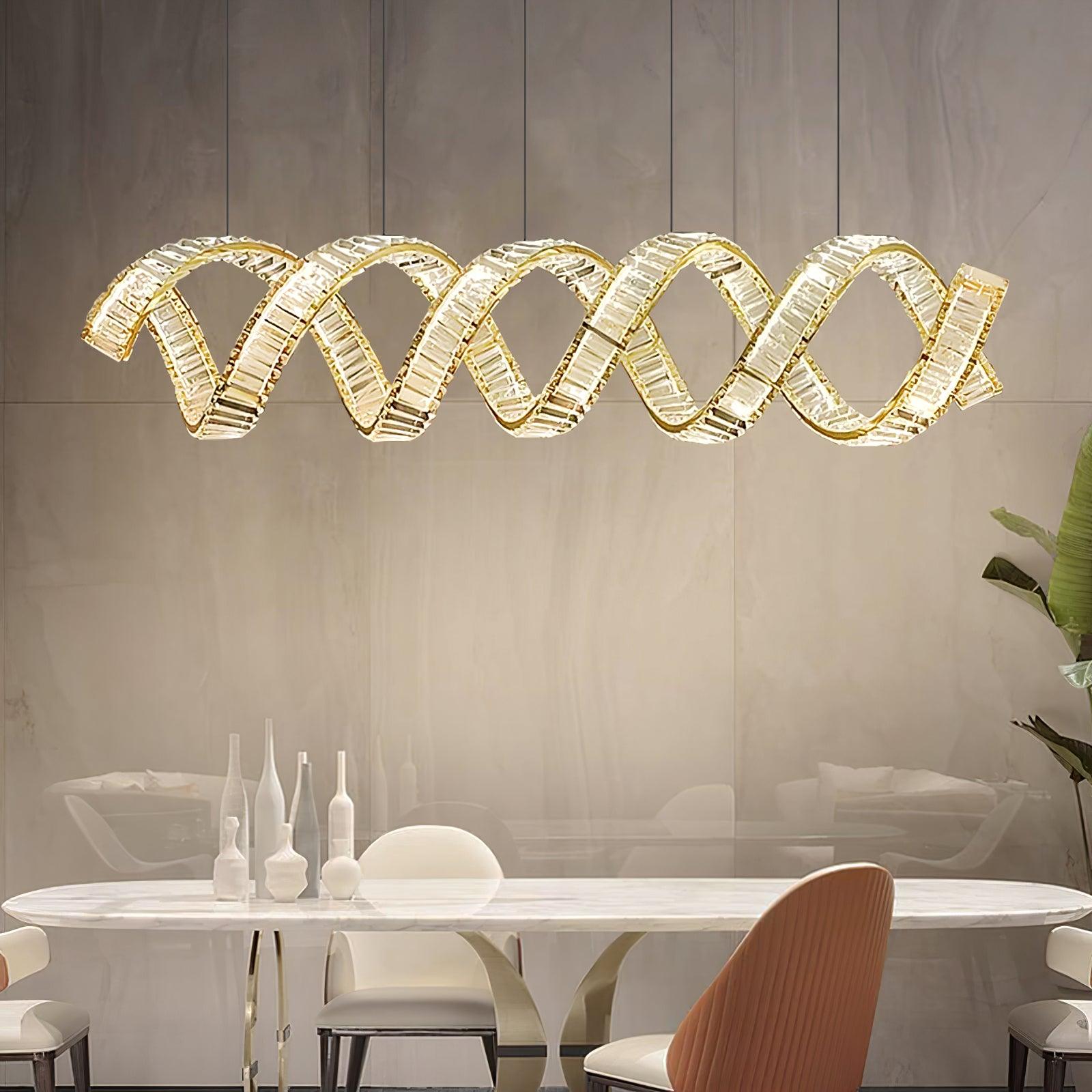 Lustra Chandelier Curved LED Crystal Luxurious-Neutral Decor