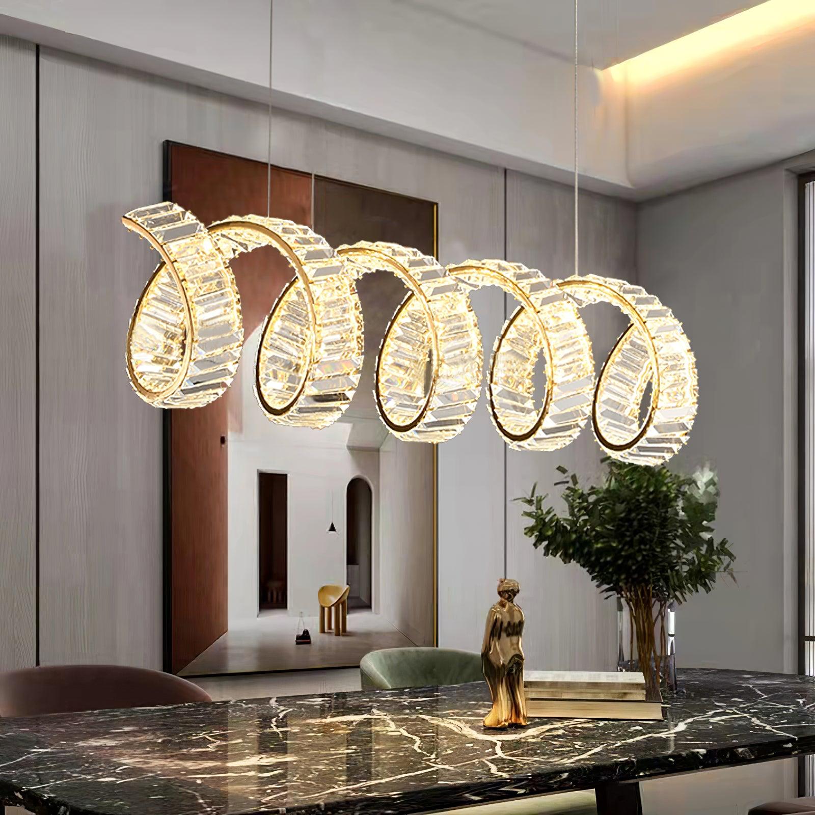 Lustra Chandelier Curved LED Crystal Luxurious-Neutral Decor