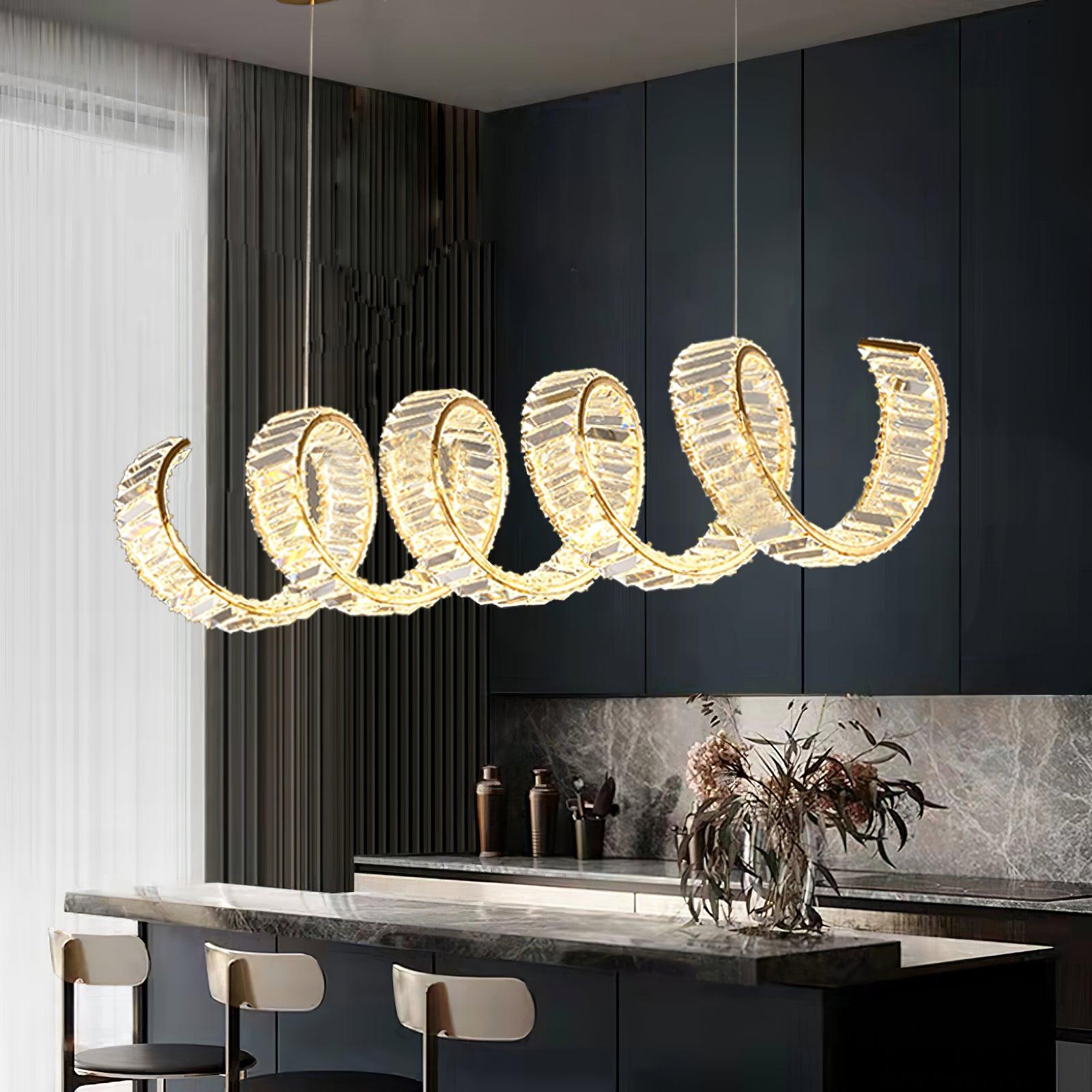 Lustra Chandelier Curved LED Crystal Luxurious-Neutral Decor
