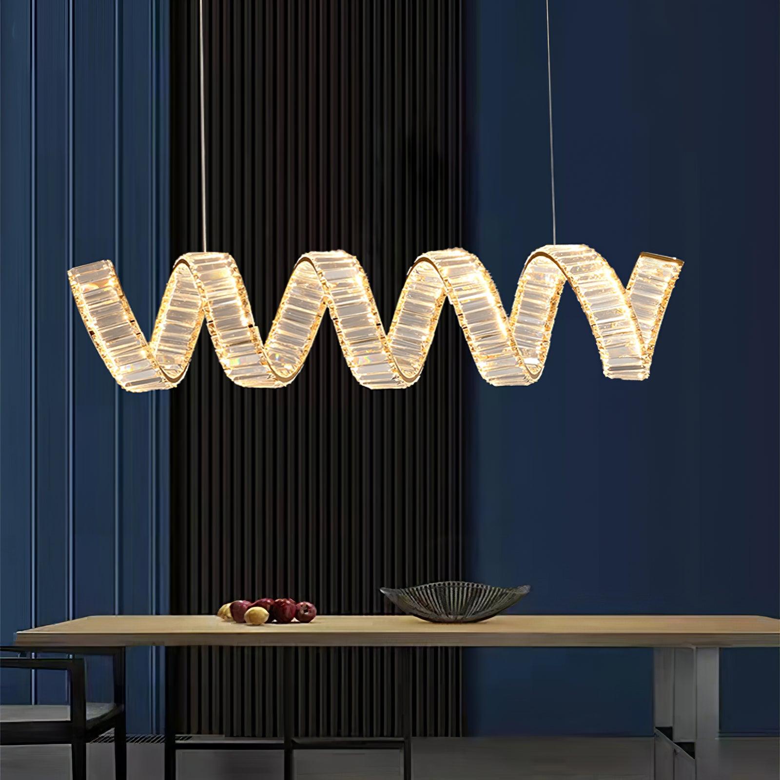 Lustra Chandelier Curved LED Crystal Luxurious-Neutral Decor
