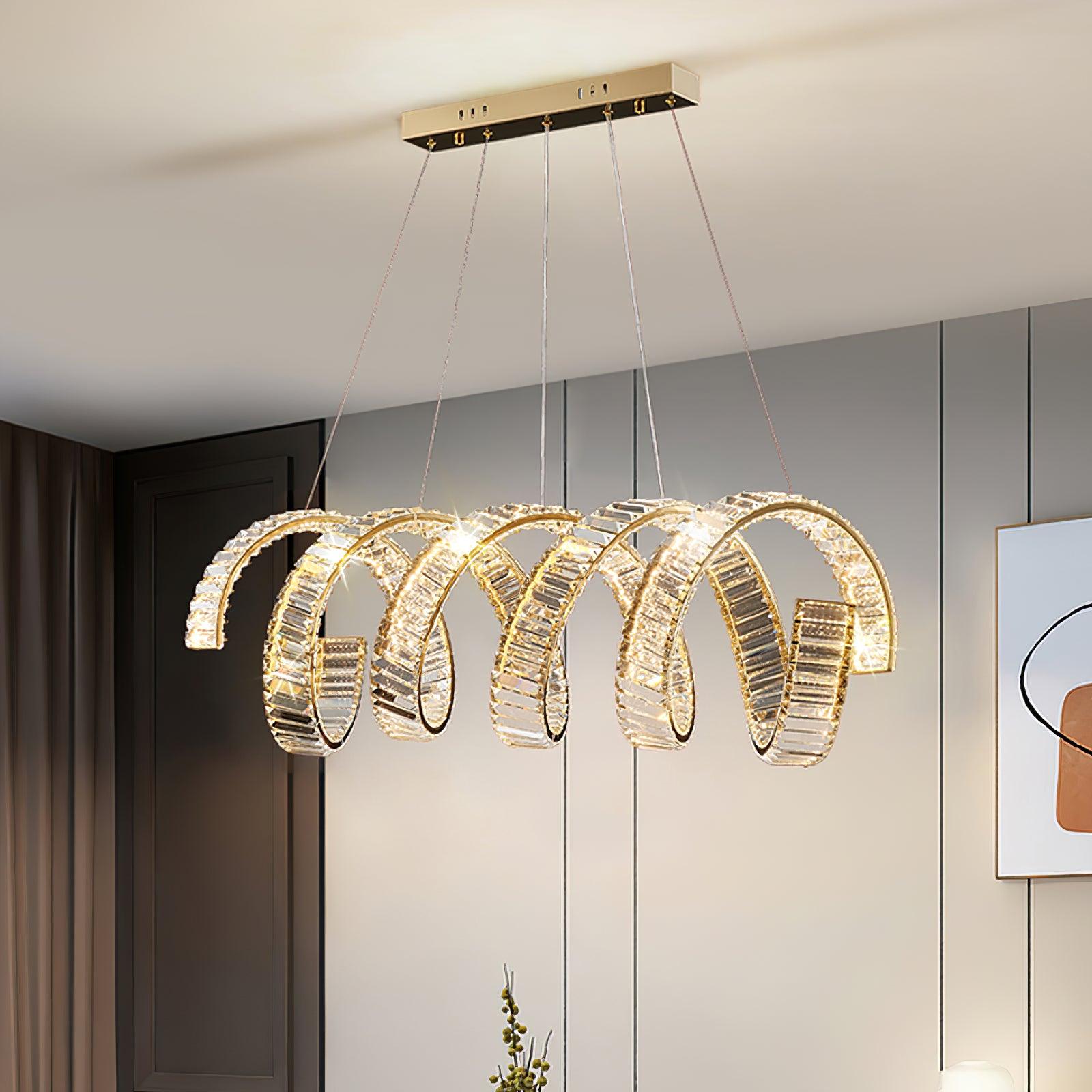 Lustra Chandelier Curved LED Crystal Luxurious-Neutral Decor