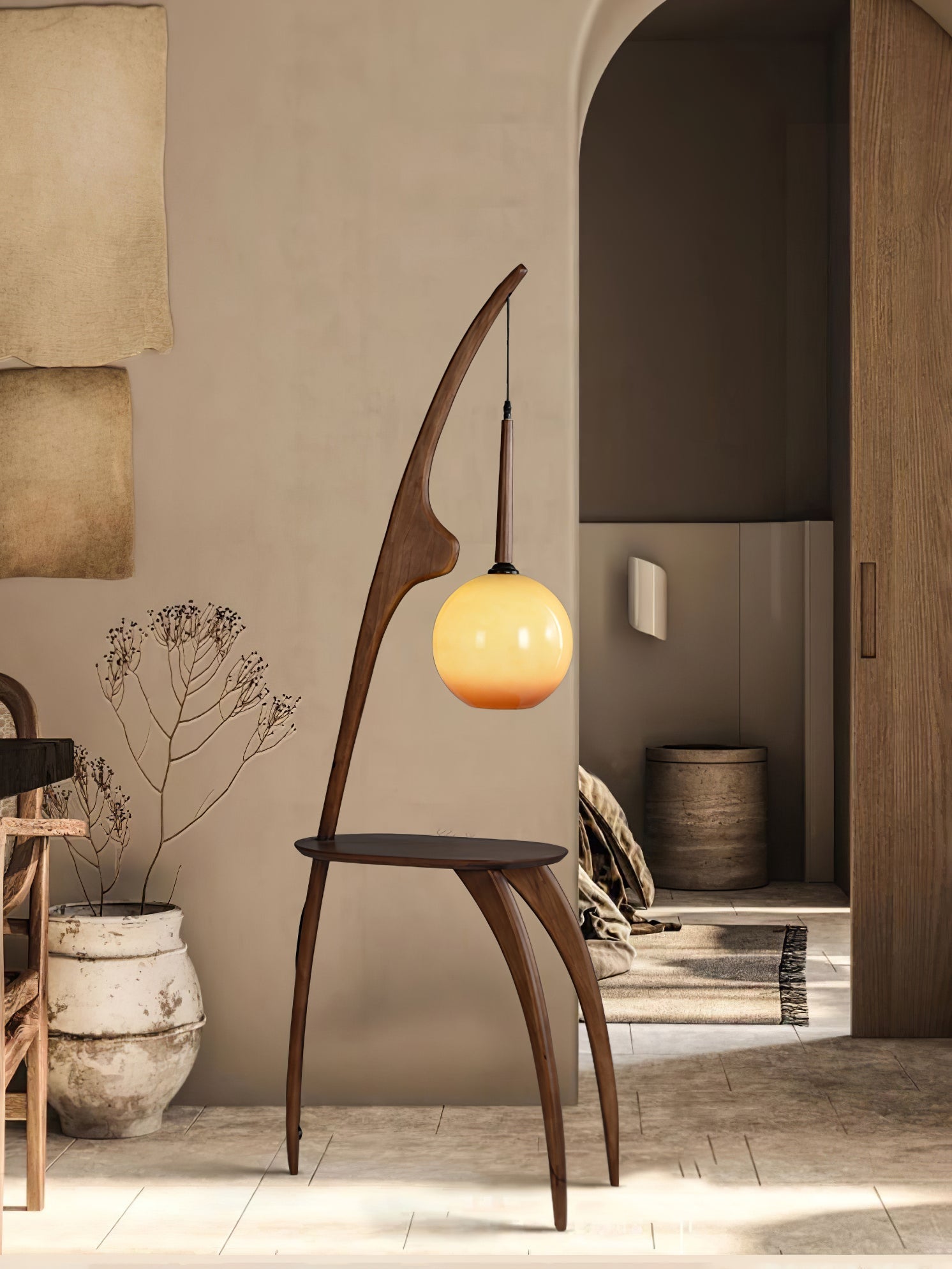 Eloz Curved Mantis Arm Floor Lamp-Neutral Decor