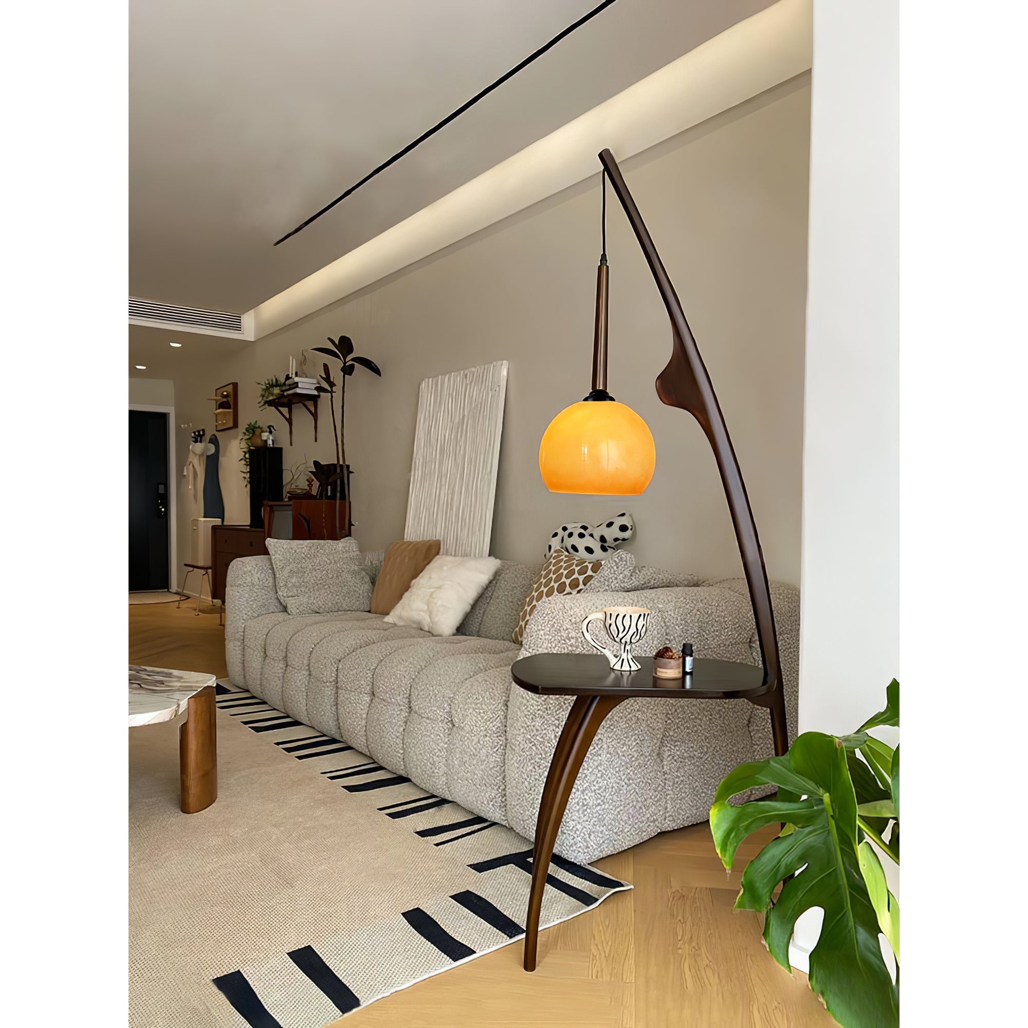 Eloz Curved Mantis Arm Floor Lamp-Neutral Decor