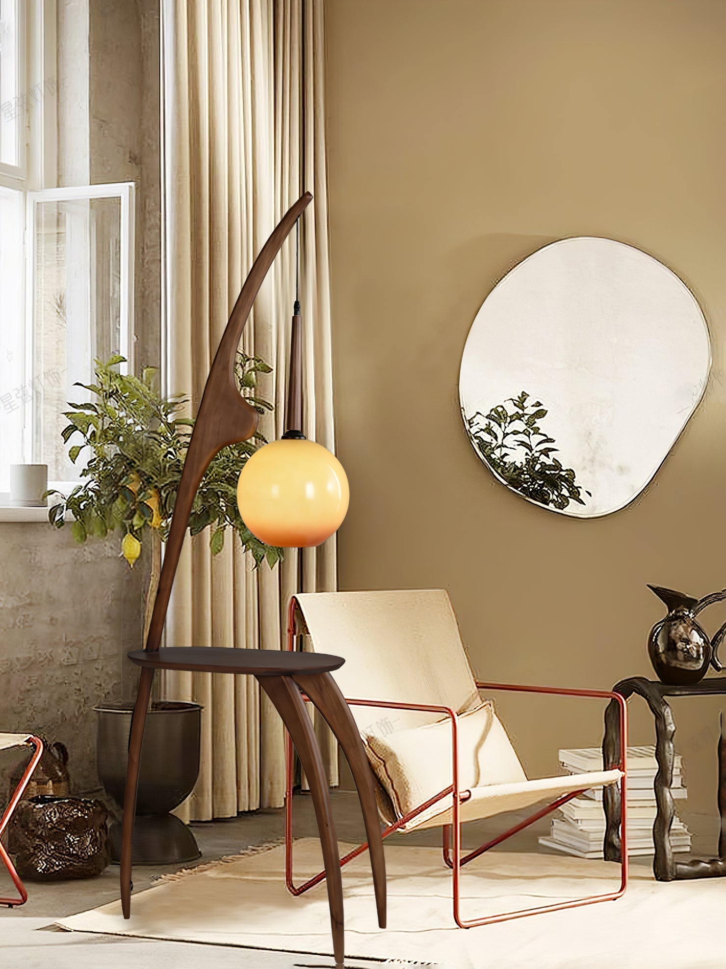 Eloz Curved Mantis Arm Floor Lamp-Neutral Decor