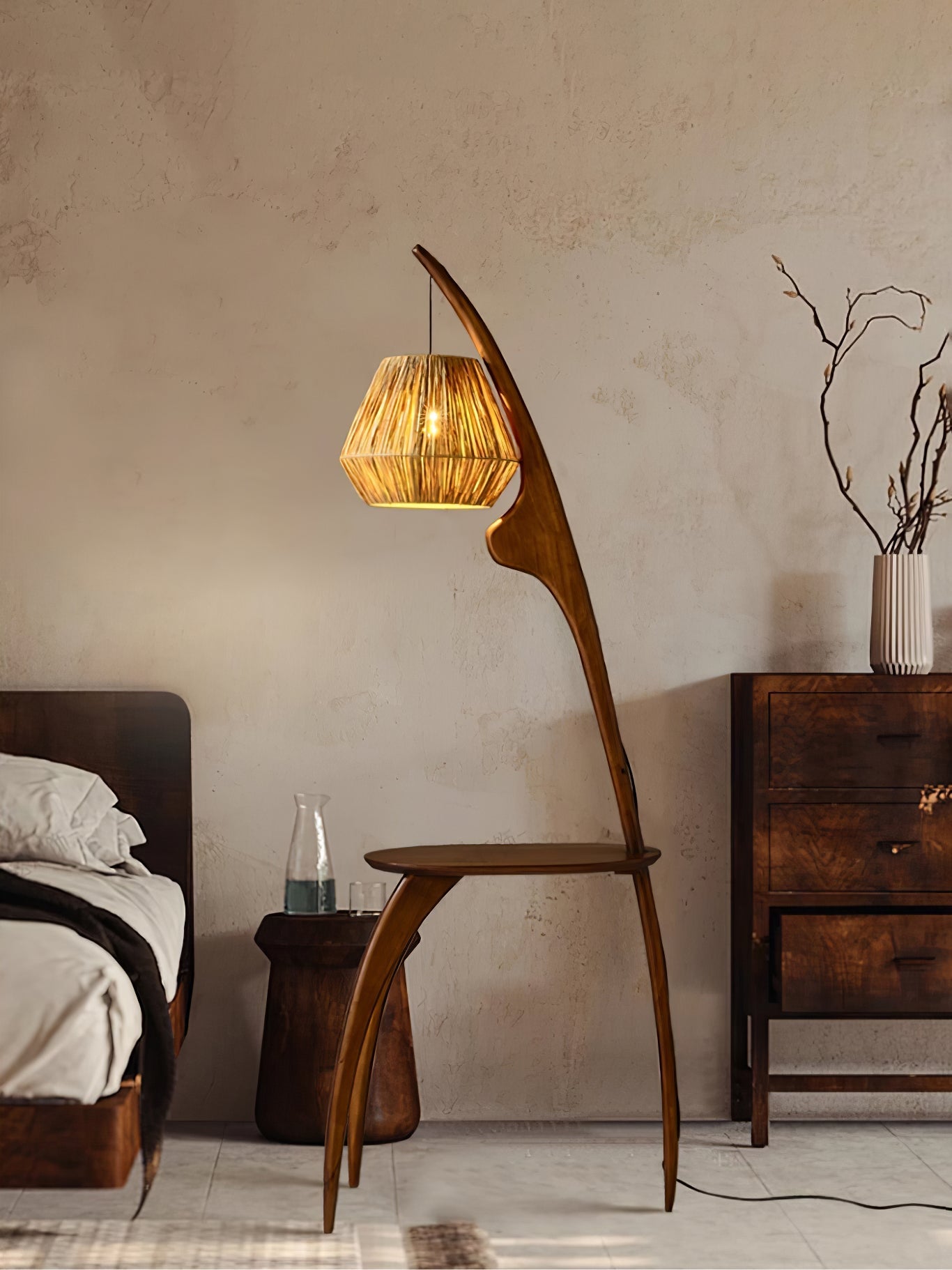 Eloz Curved Mantis Arm Floor Lamp-Neutral Decor