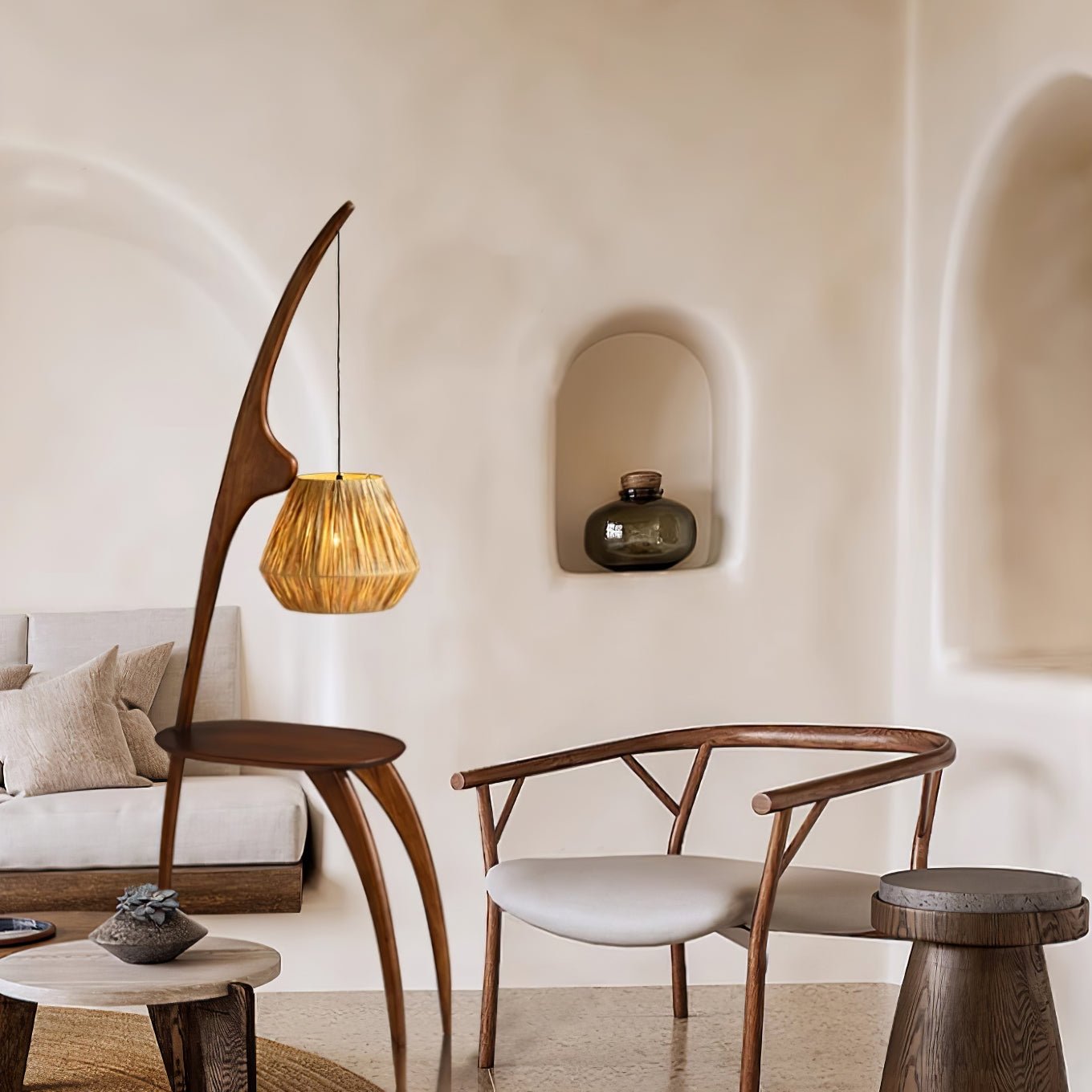 Eloz Curved Mantis Arm Floor Lamp-Neutral Decor