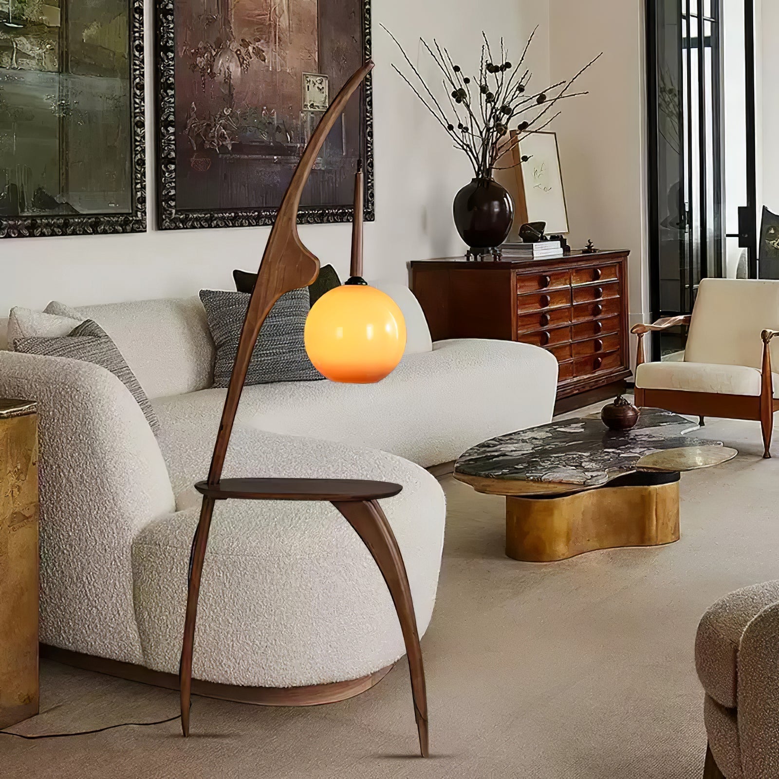 Eloz Curved Mantis Arm Floor Lamp-Neutral Decor