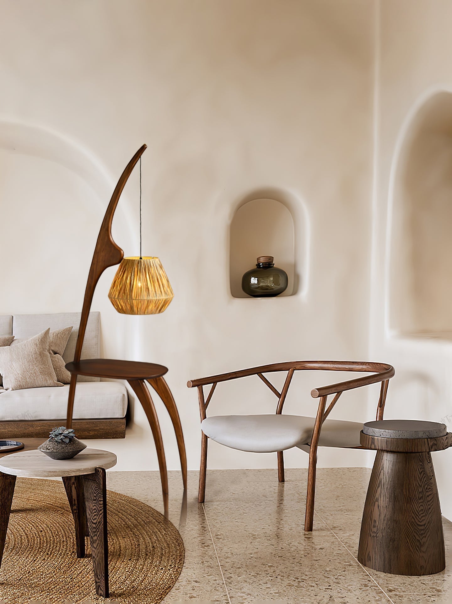 Eloz Curved Mantis Arm Floor Lamp-Neutral Decor