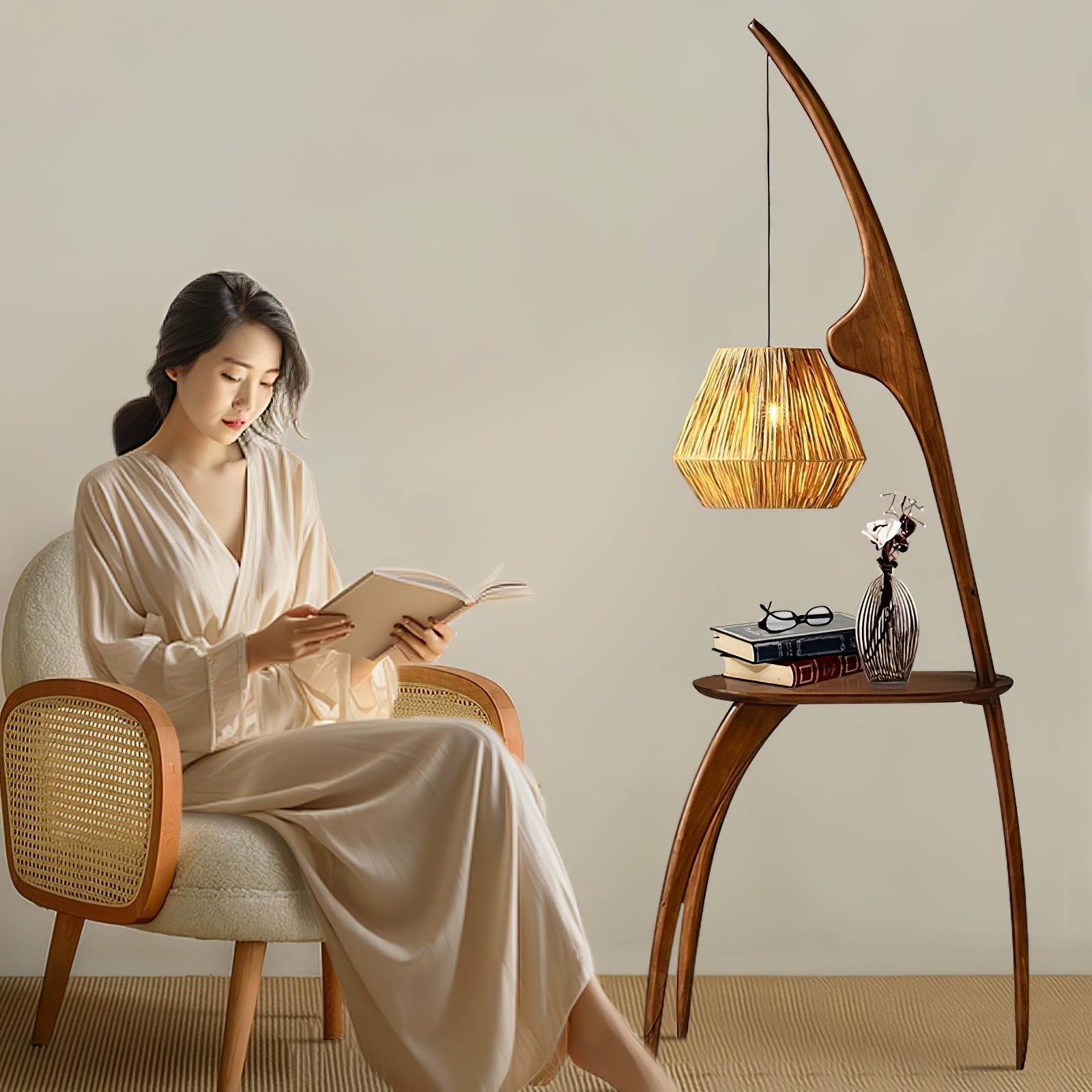 Eloz Curved Mantis Arm Floor Lamp-Neutral Decor