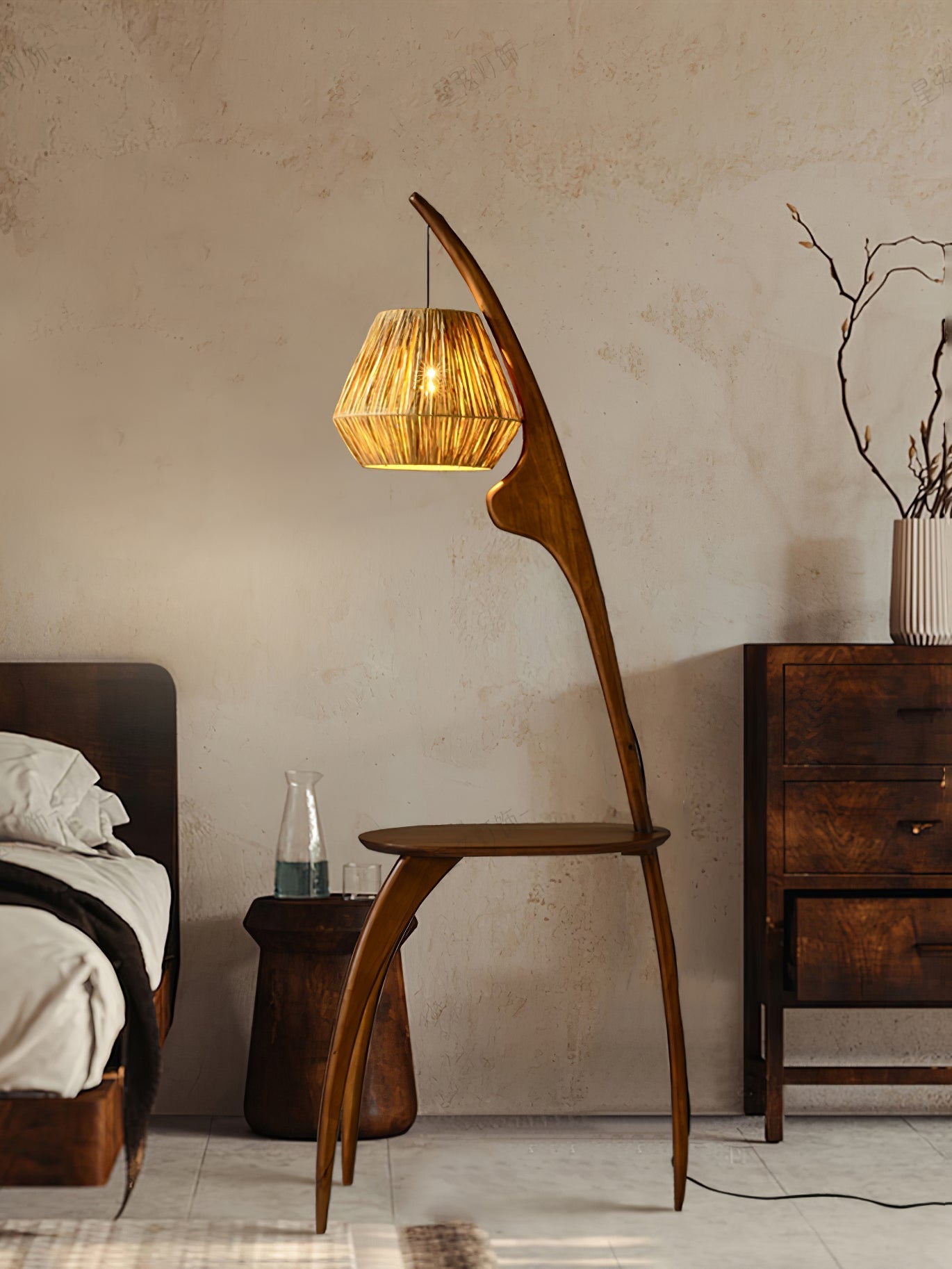 Eloz Curved Mantis Arm Floor Lamp-Neutral Decor