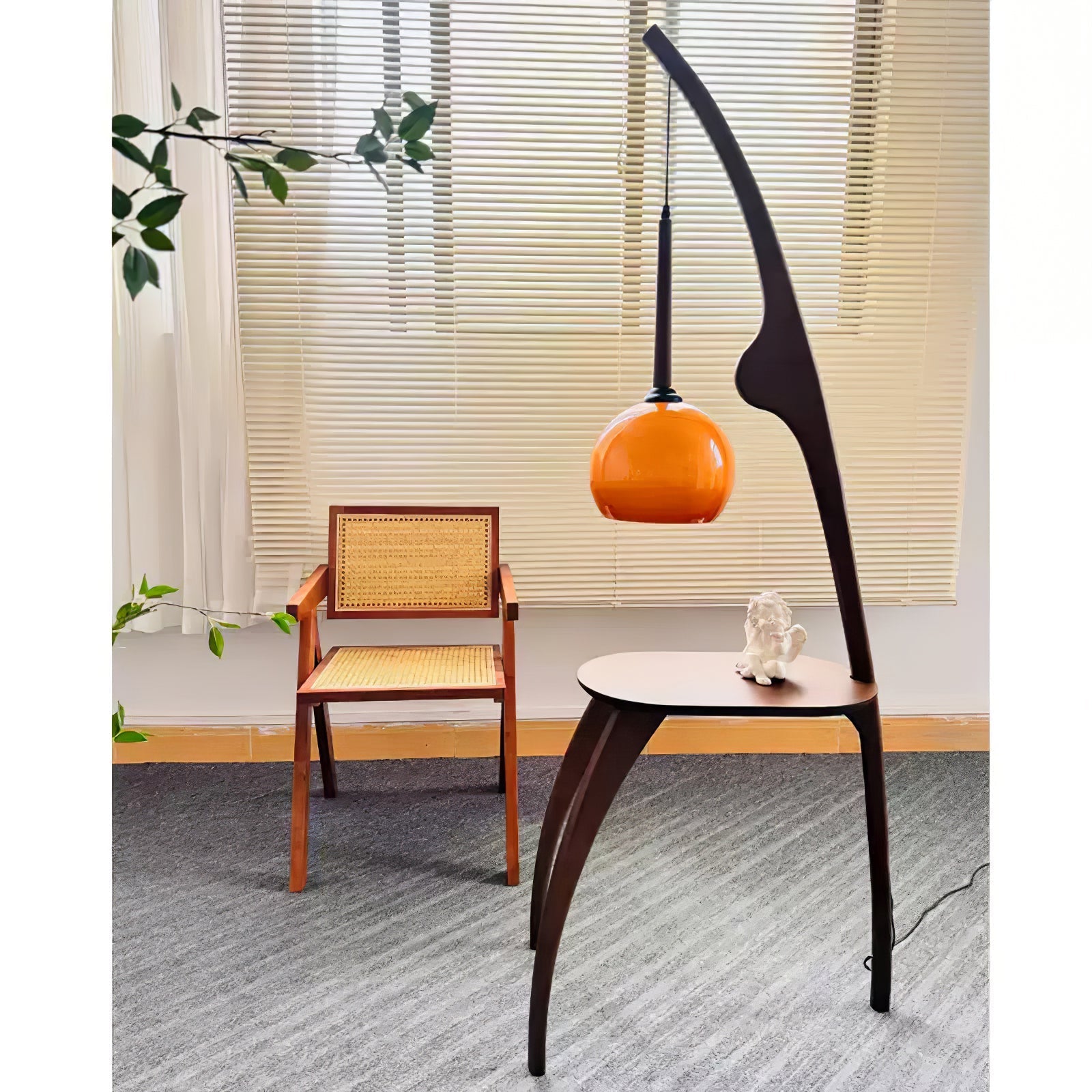 Eloz Curved Mantis Arm Floor Lamp-Neutral Decor