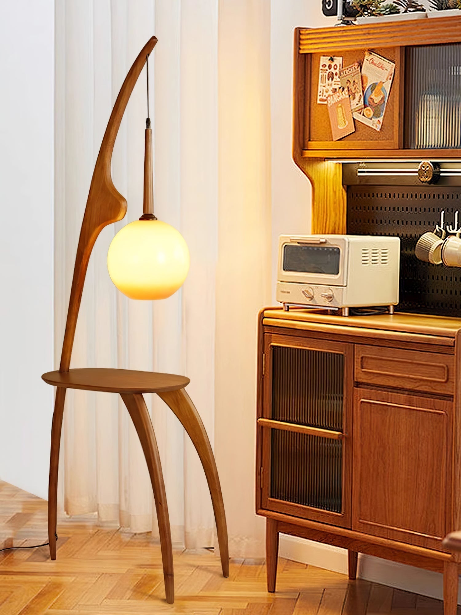 Eloz Curved Mantis Arm Floor Lamp-Neutral Decor