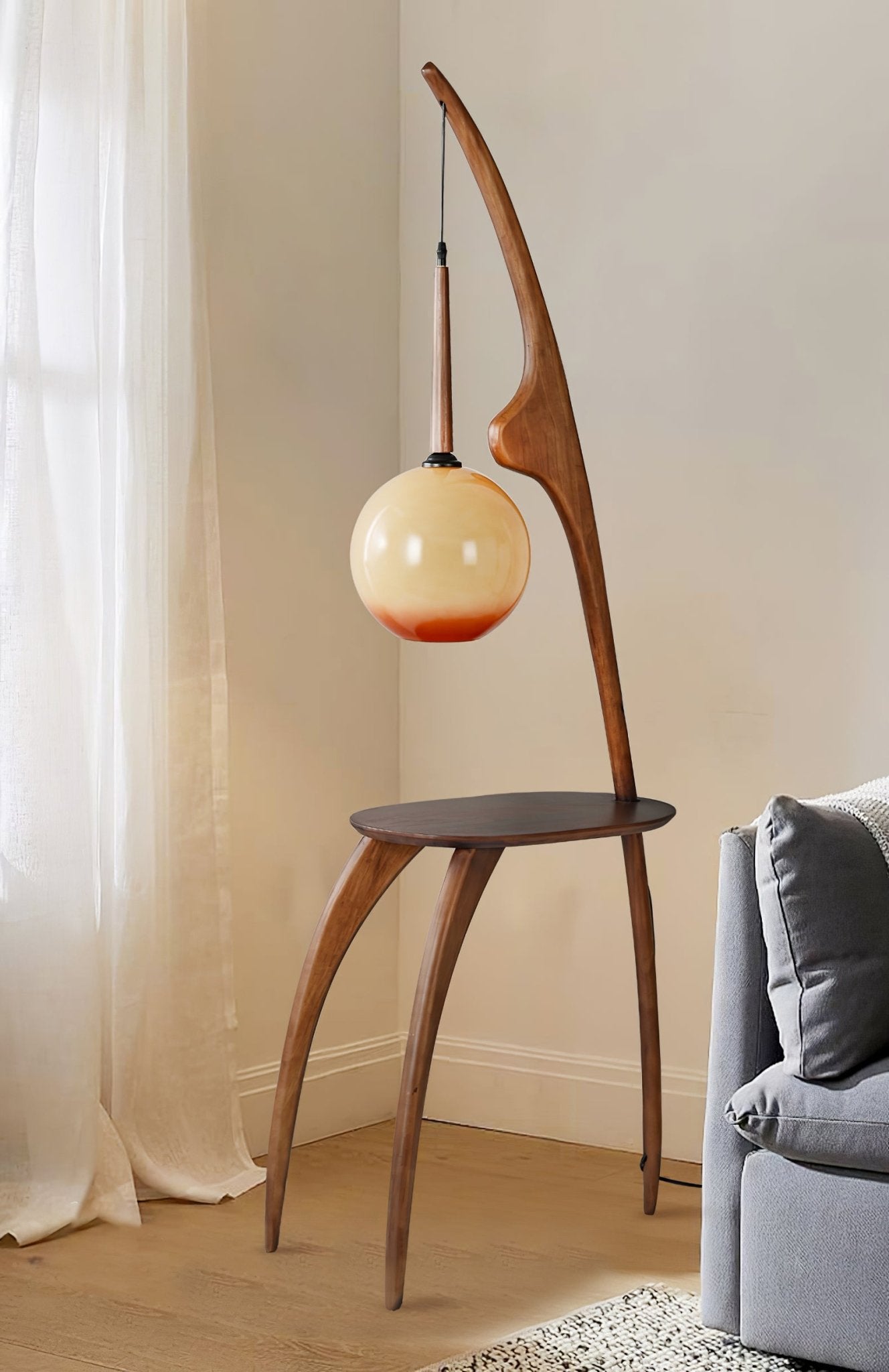 Eloz Curved Mantis Arm Floor Lamp-Neutral Decor