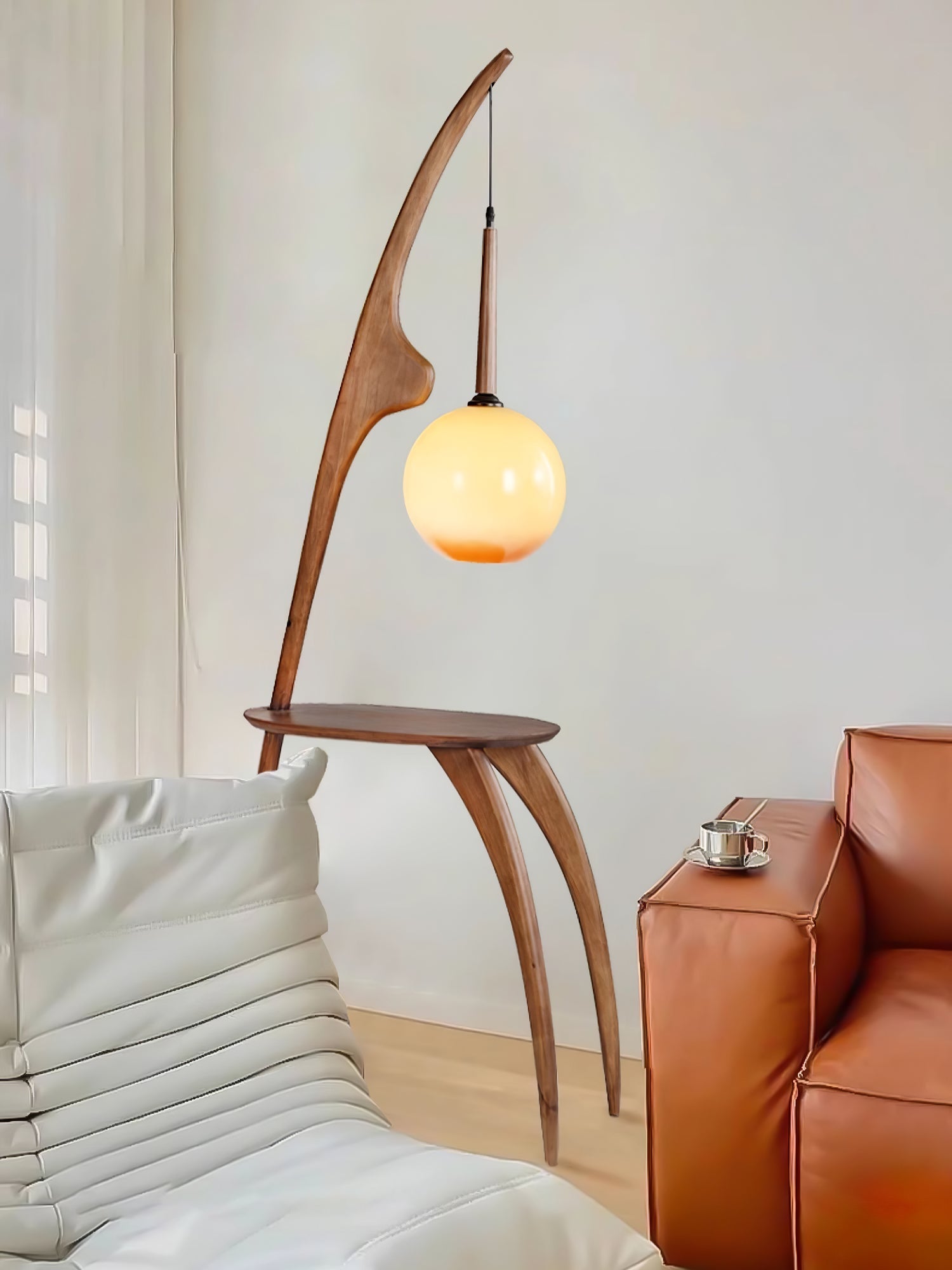 Eloz Curved Mantis Arm Floor Lamp-Neutral Decor
