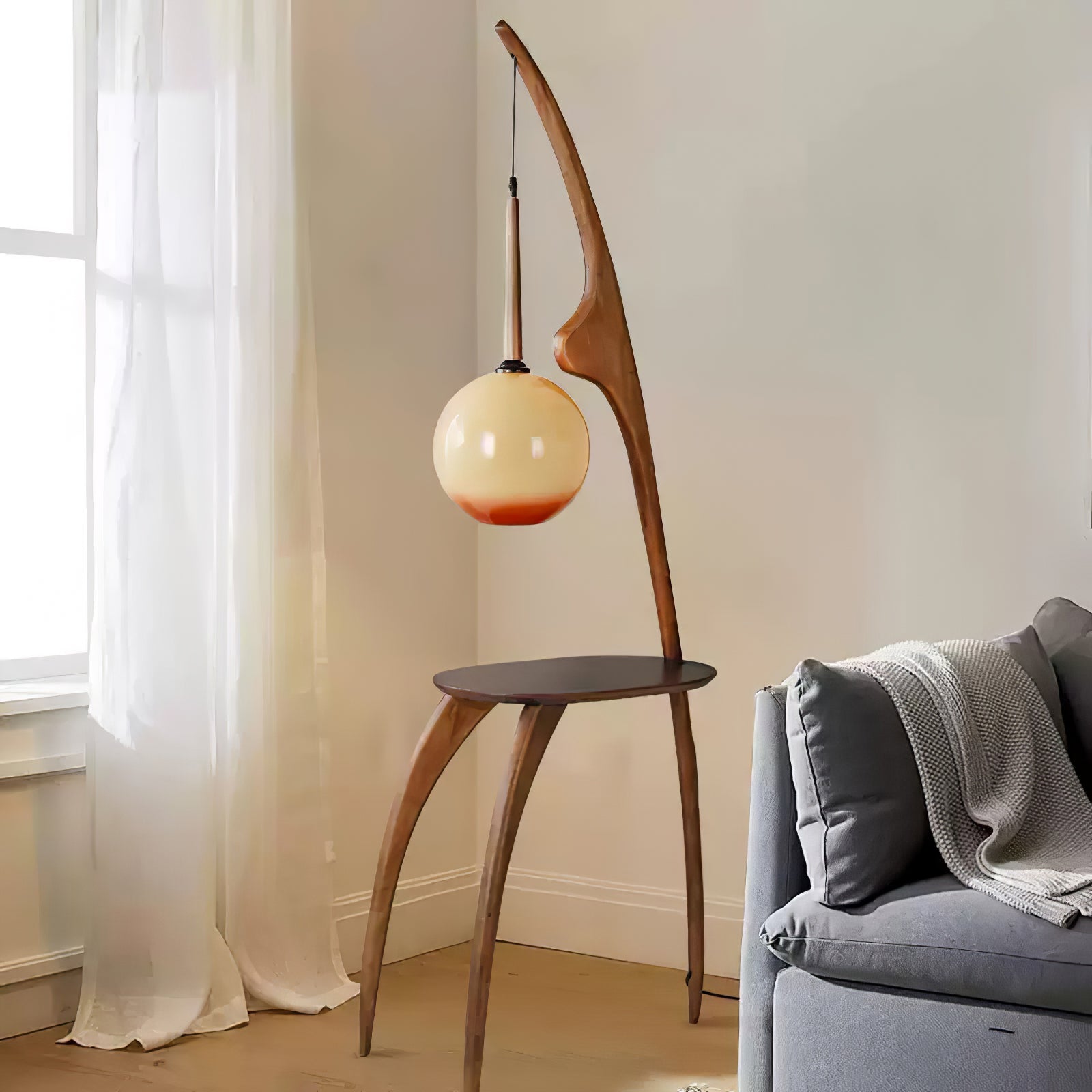 Eloz Curved Mantis Arm Floor Lamp-Neutral Decor