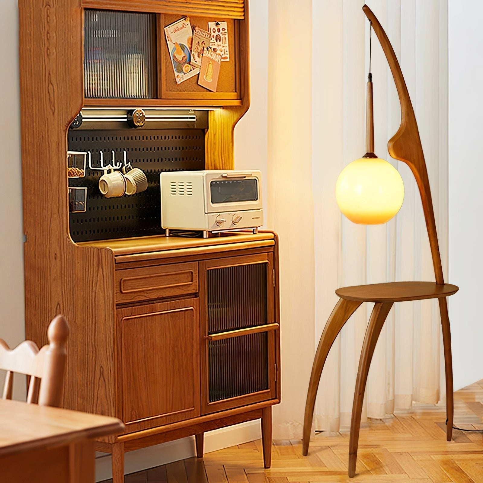 Eloz Curved Mantis Arm Floor Lamp-Neutral Decor