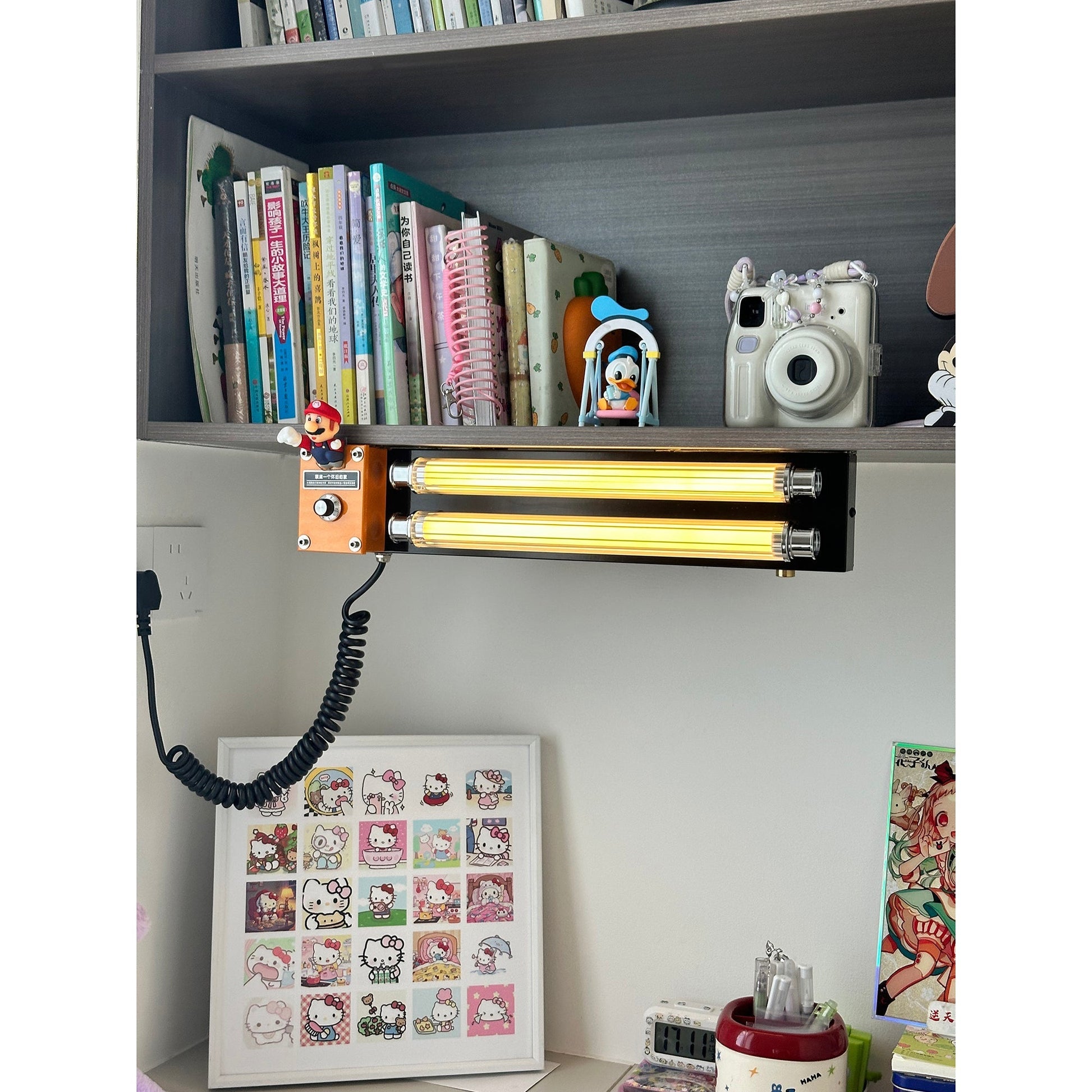 Cutshall Plug-in Wall Lamp, beige, detail shot.