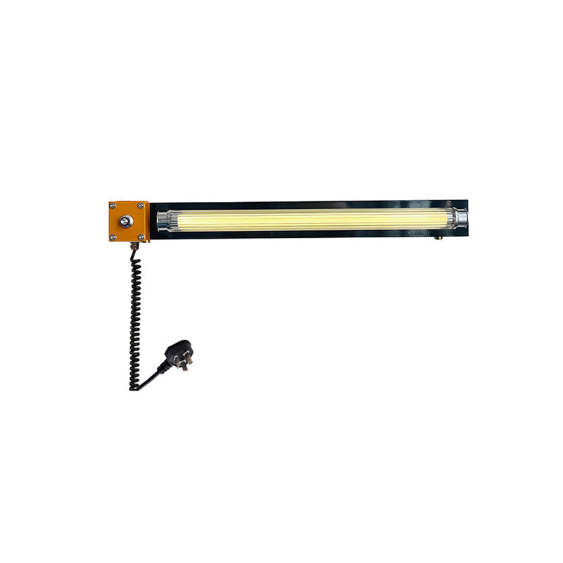 Nickel finish Cutshall lamp against a dark wall.