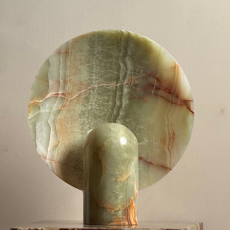 White marble lamp detail shot.