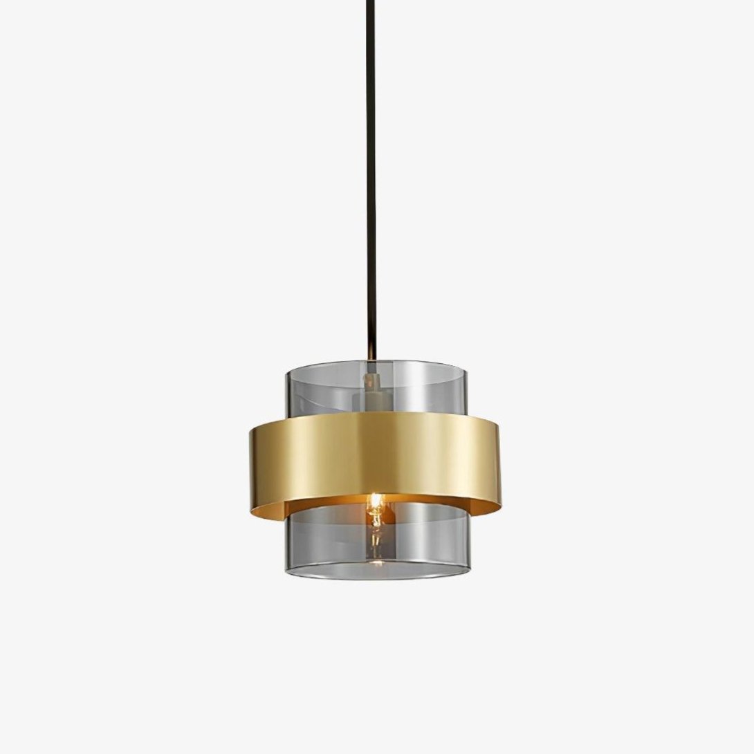 Revelo Pendant Lamp Brass Cylinder Glass Contemporary-Neutral Decor