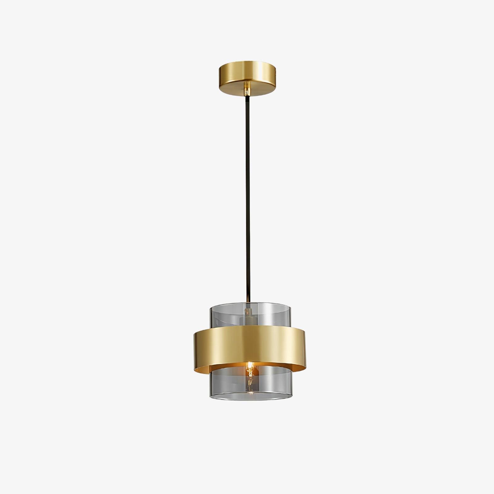 Revelo Pendant Lamp Brass Cylinder Glass Contemporary-Neutral Decor