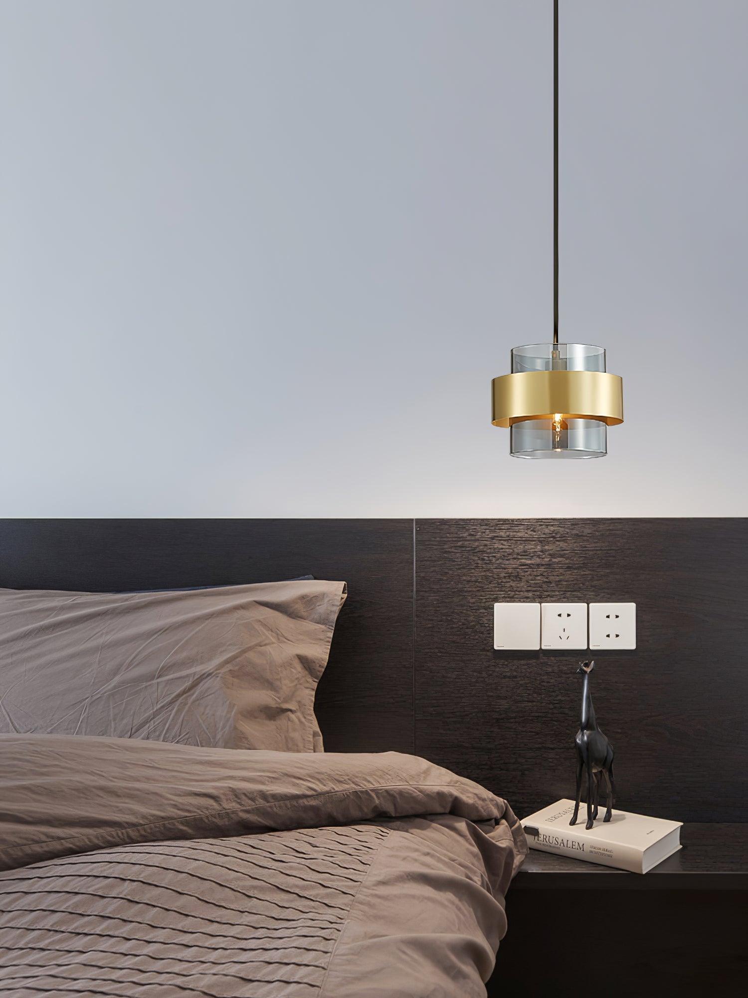 Revelo Pendant Lamp Brass Cylinder Glass Contemporary-Neutral Decor