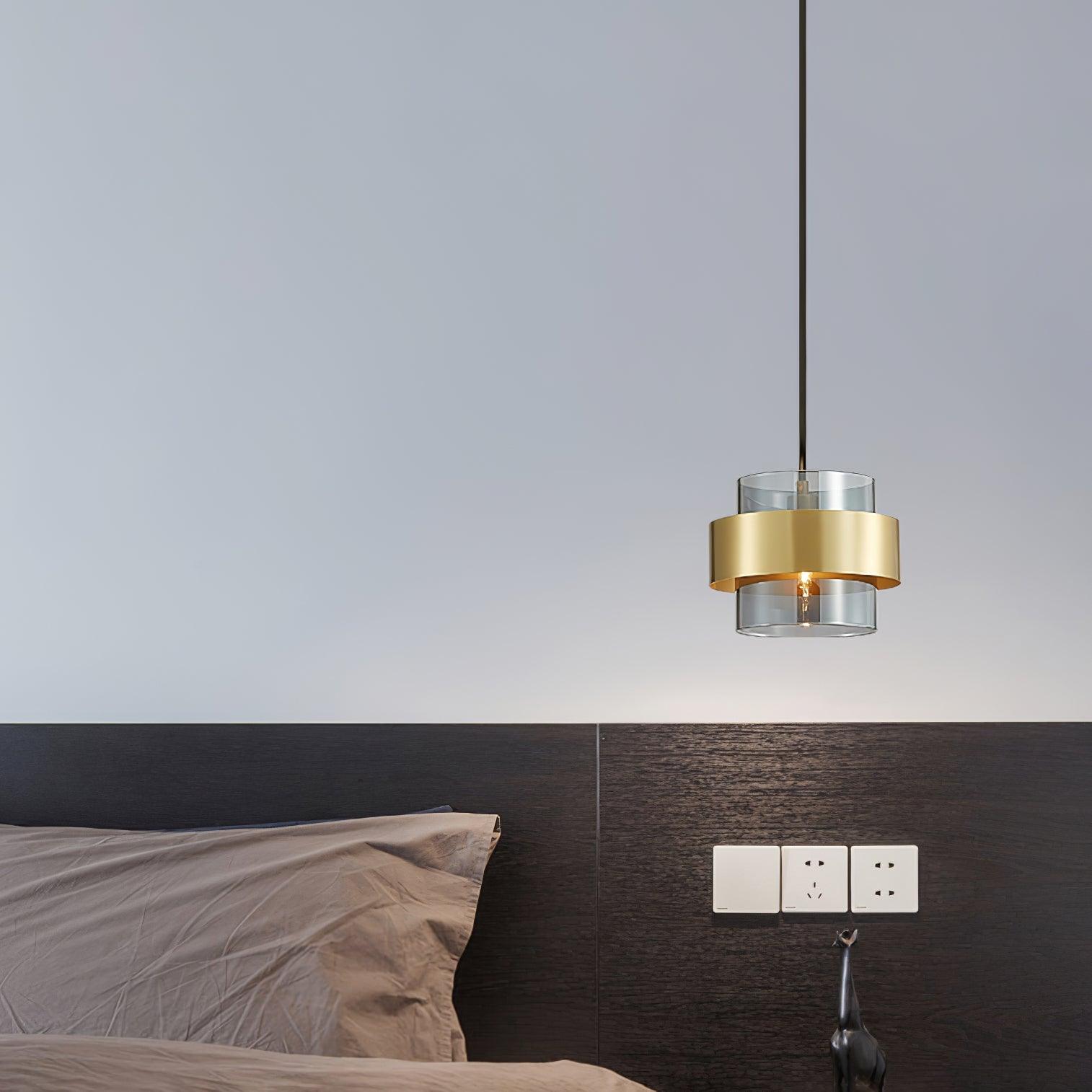 Revelo Pendant Lamp Brass Cylinder Glass Contemporary-Neutral Decor