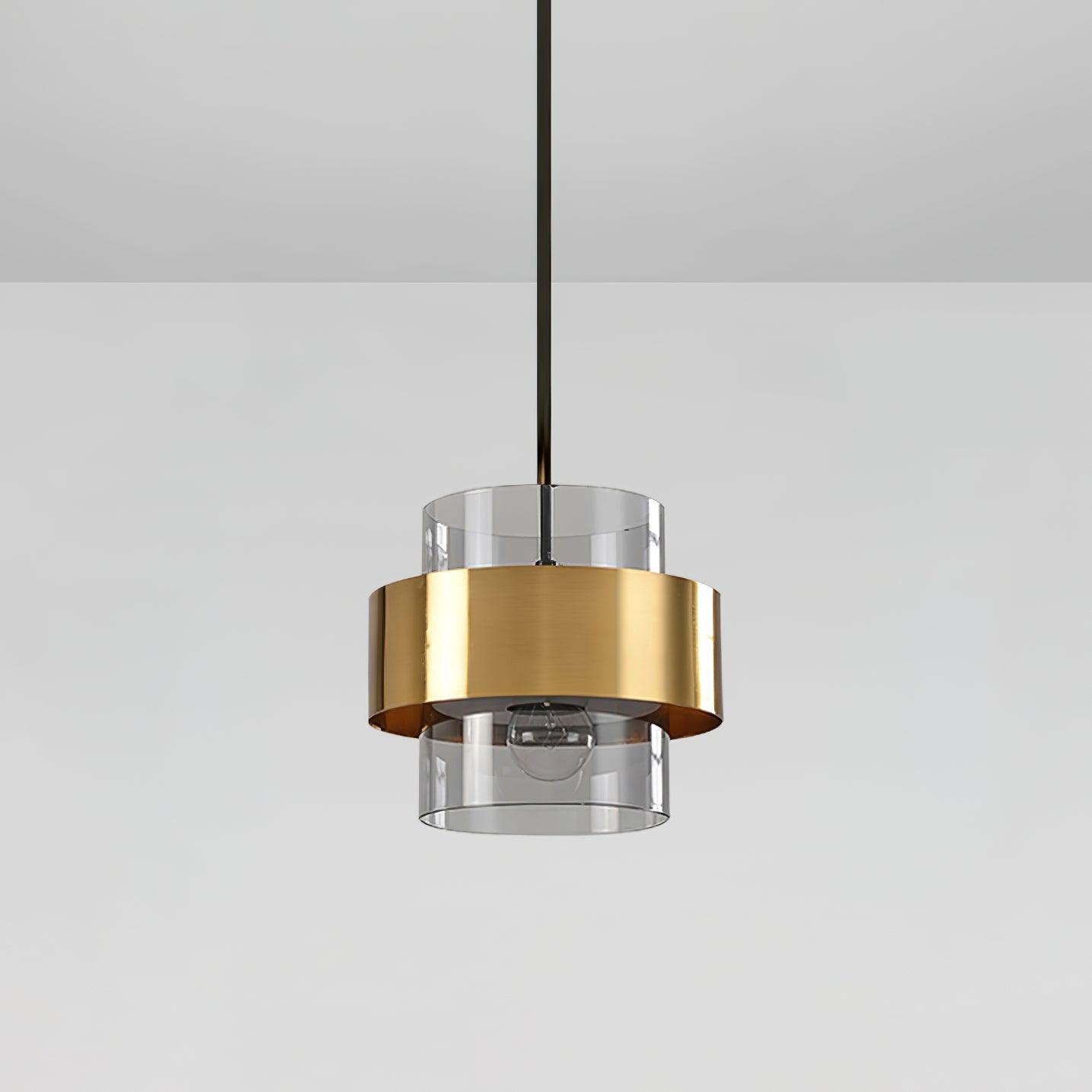 Revelo Pendant Lamp Brass Cylinder Glass Contemporary-Neutral Decor