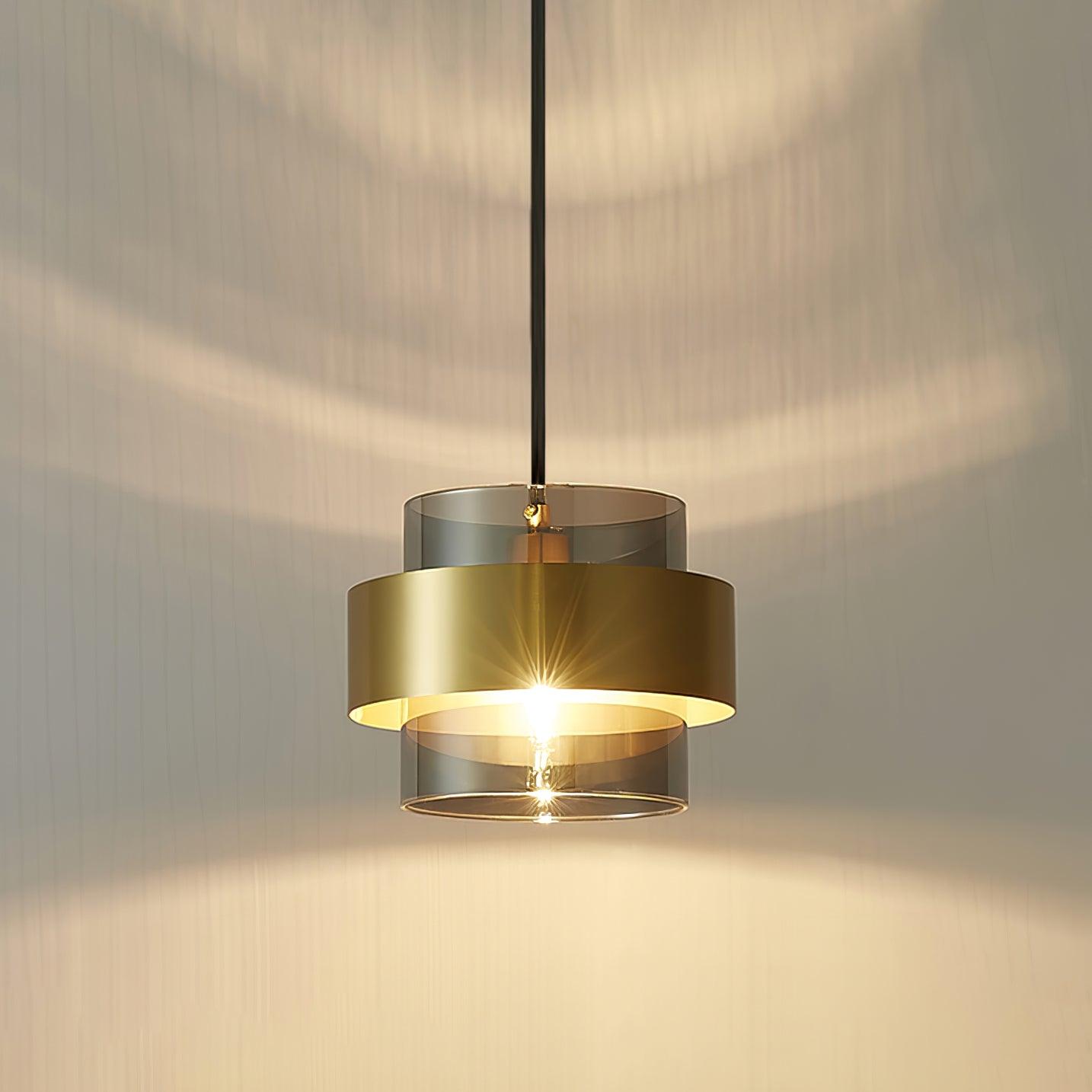 Revelo Pendant Lamp Brass Cylinder Glass Contemporary-Neutral Decor