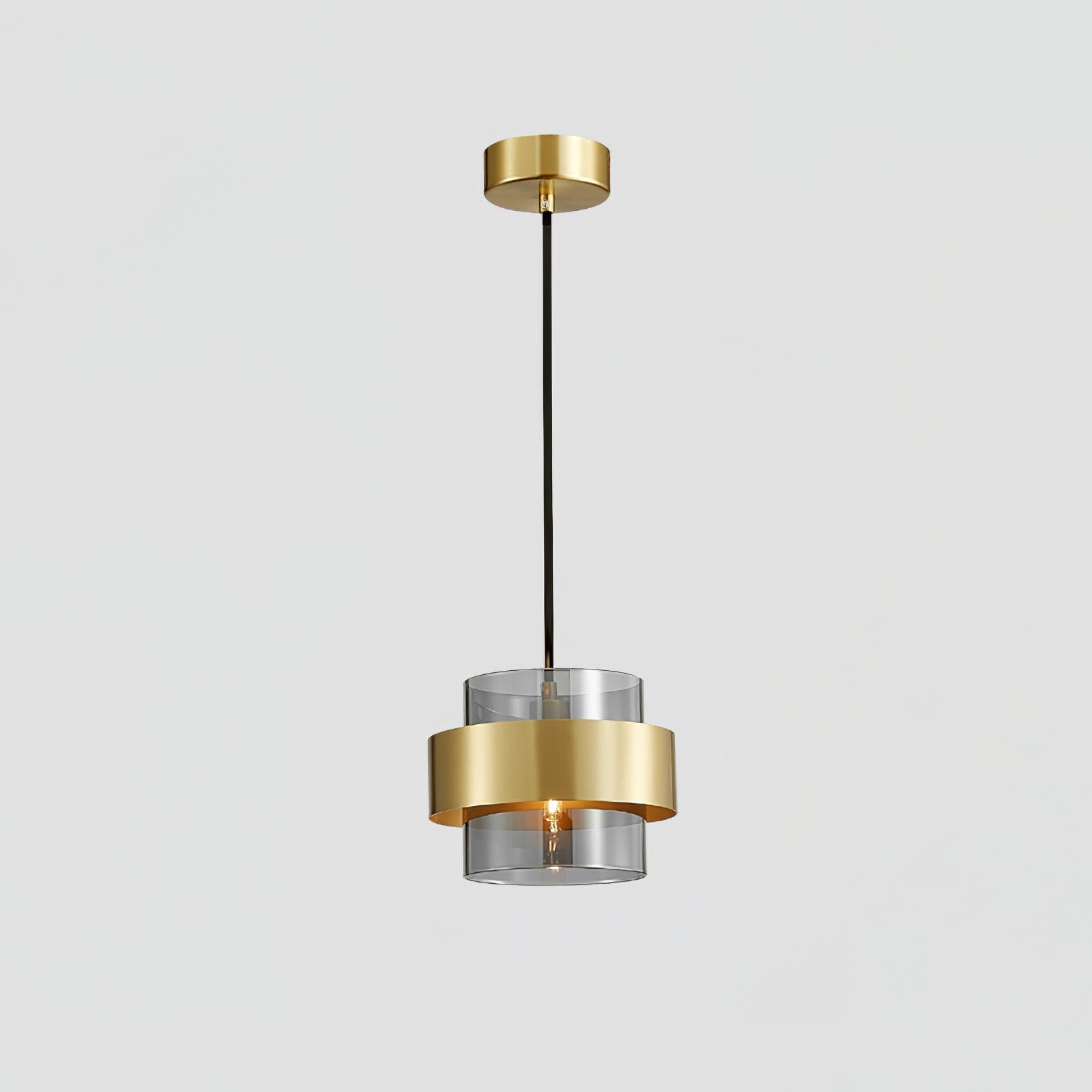 Revelo Pendant Lamp Brass Cylinder Glass Contemporary-Neutral Decor