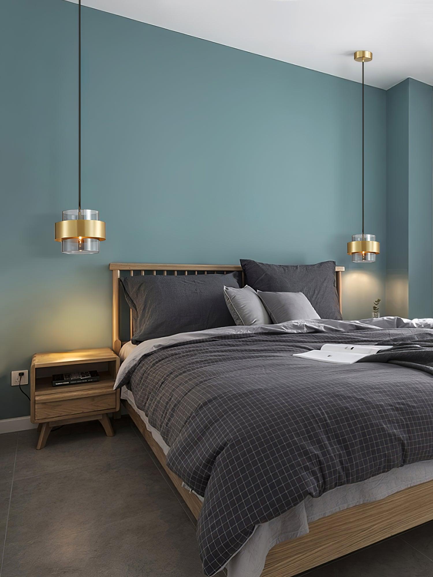 Revelo Pendant Lamp Brass Cylinder Glass Contemporary-Neutral Decor