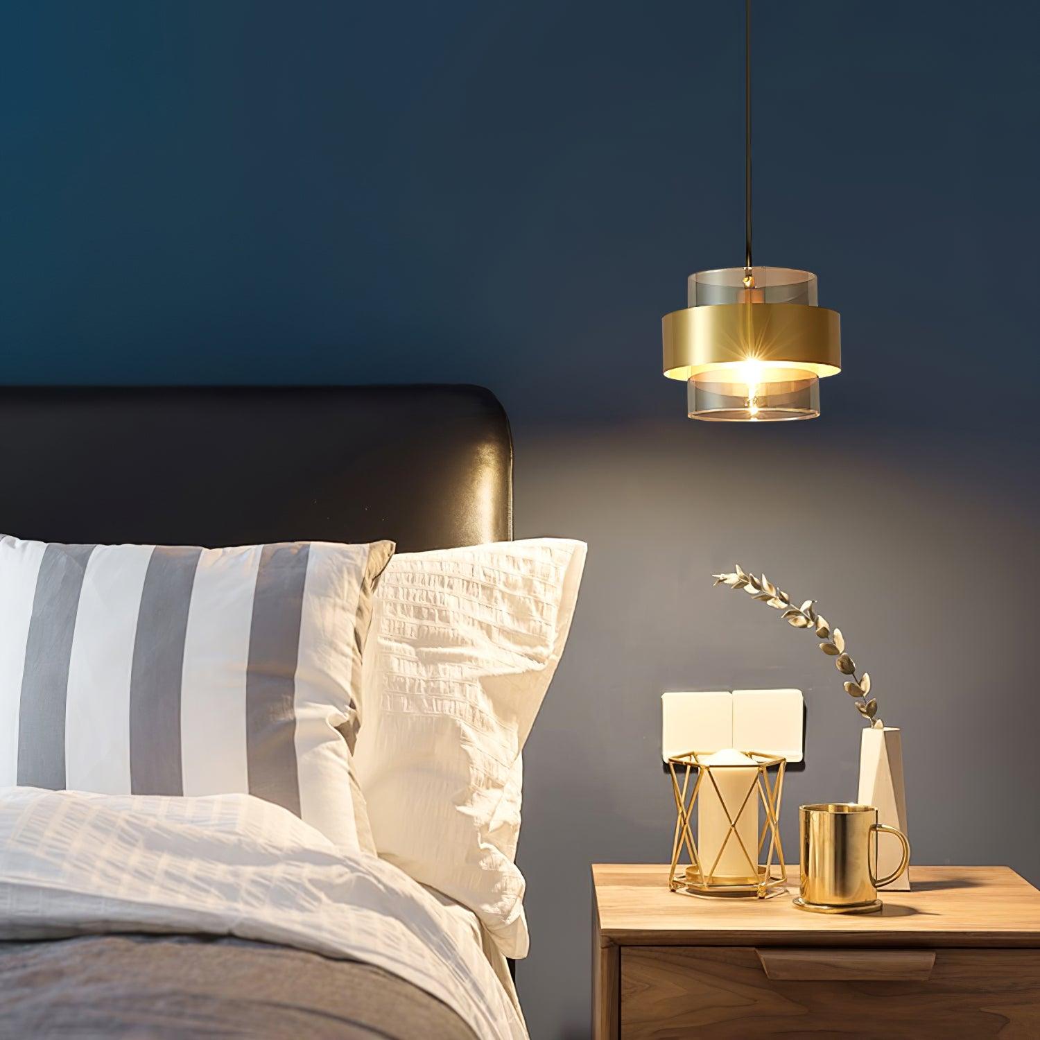 Revelo Pendant Lamp Brass Cylinder Glass Contemporary-Neutral Decor